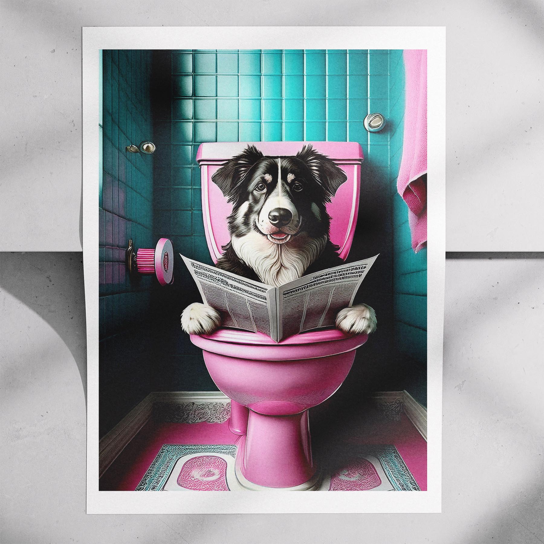 Australian Shepherd Toilet Dogs PInk and Turquise image 7