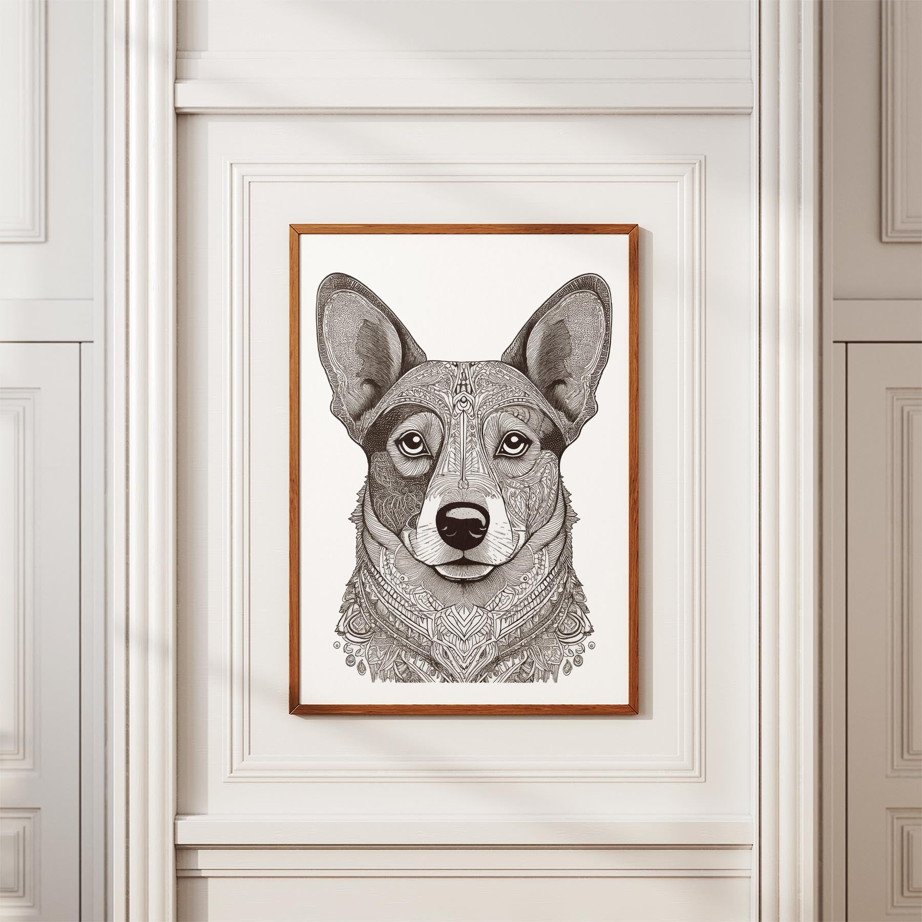 Corgi Mandala Black and White Dog Series image 3