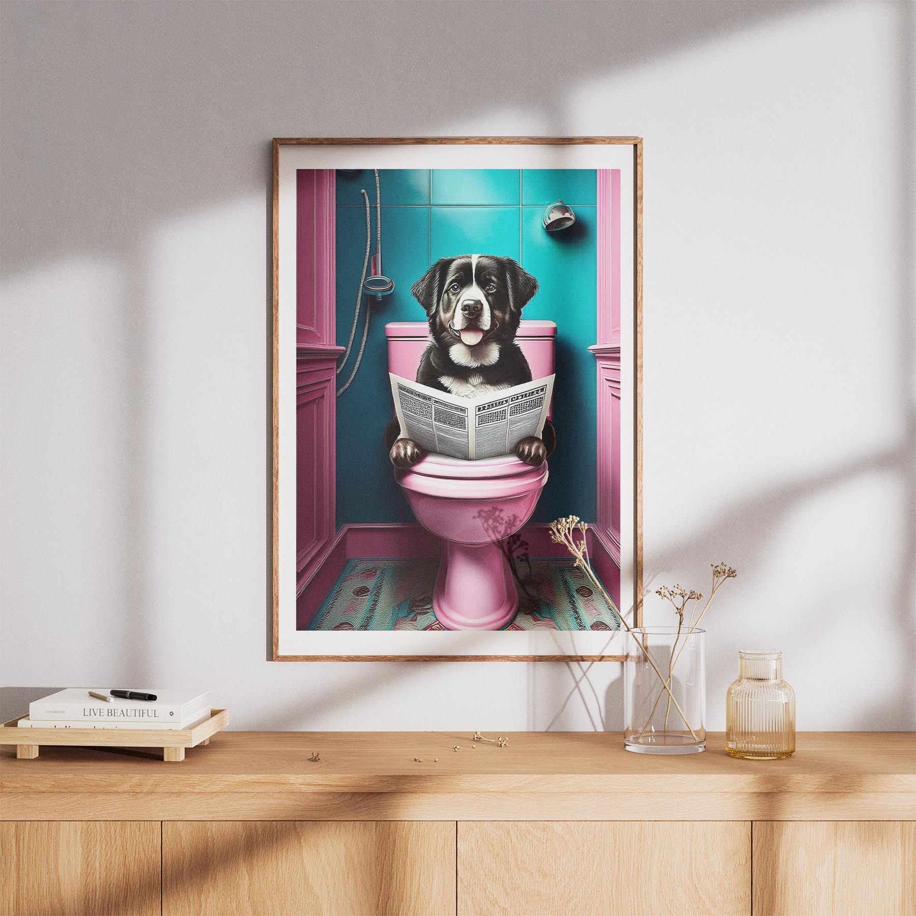 Bernese Mountain Dog Toilet Dogs PInk and Turquise image 8