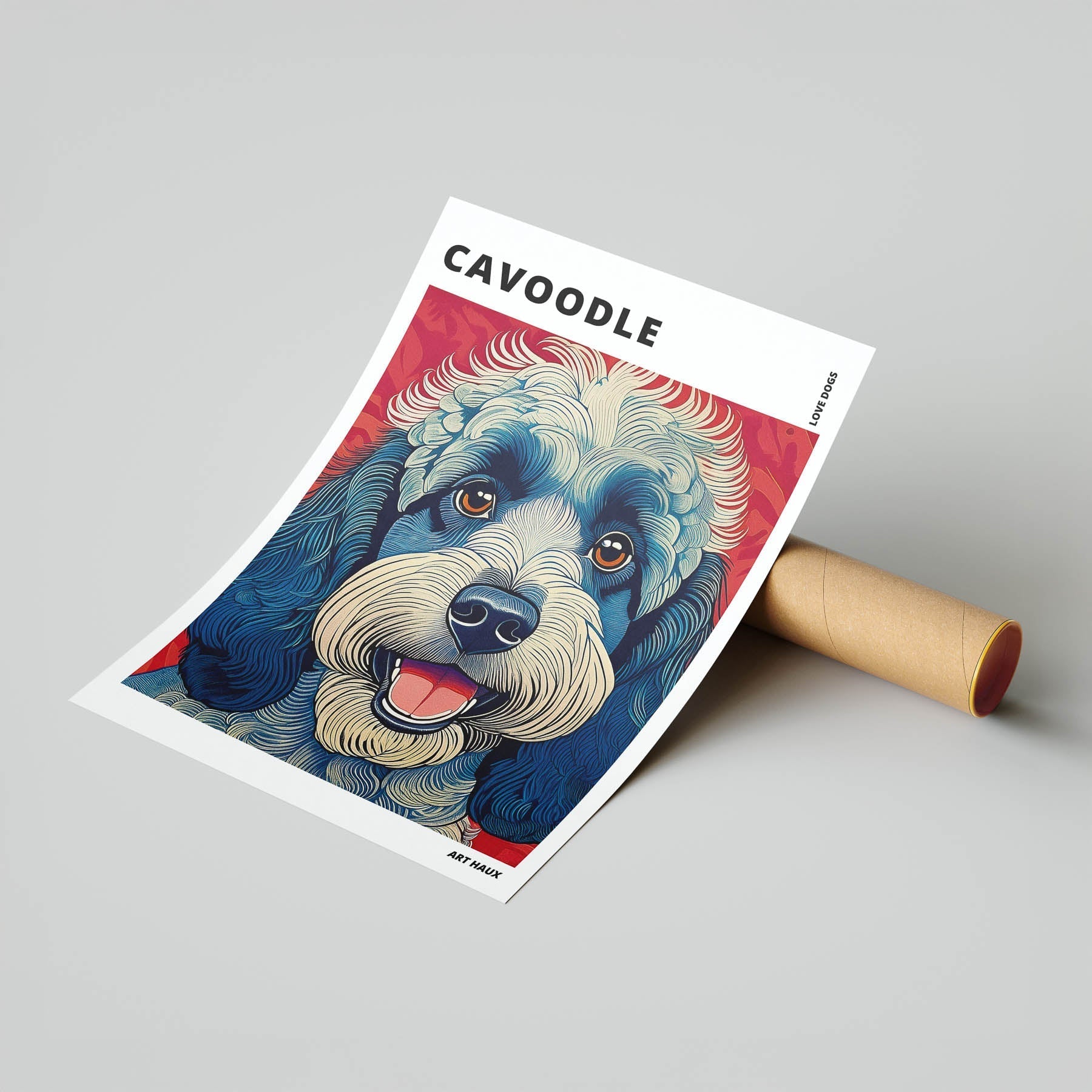 Cavoodle Hokusai Japanese Inspired Dog Series with Text image 6