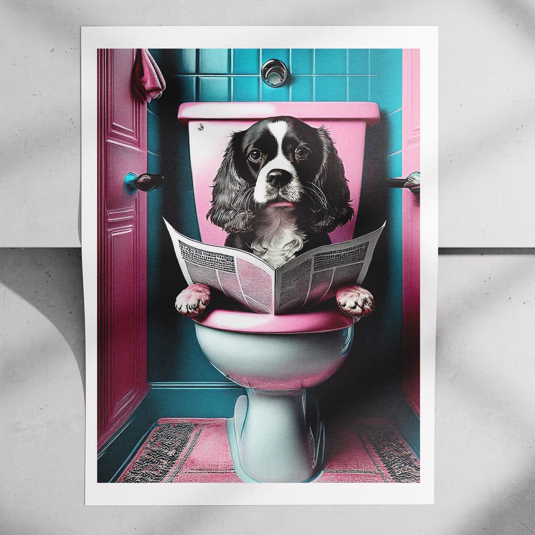 Cavalier Spaniel Toilet Dogs PInk and Turquise image 7