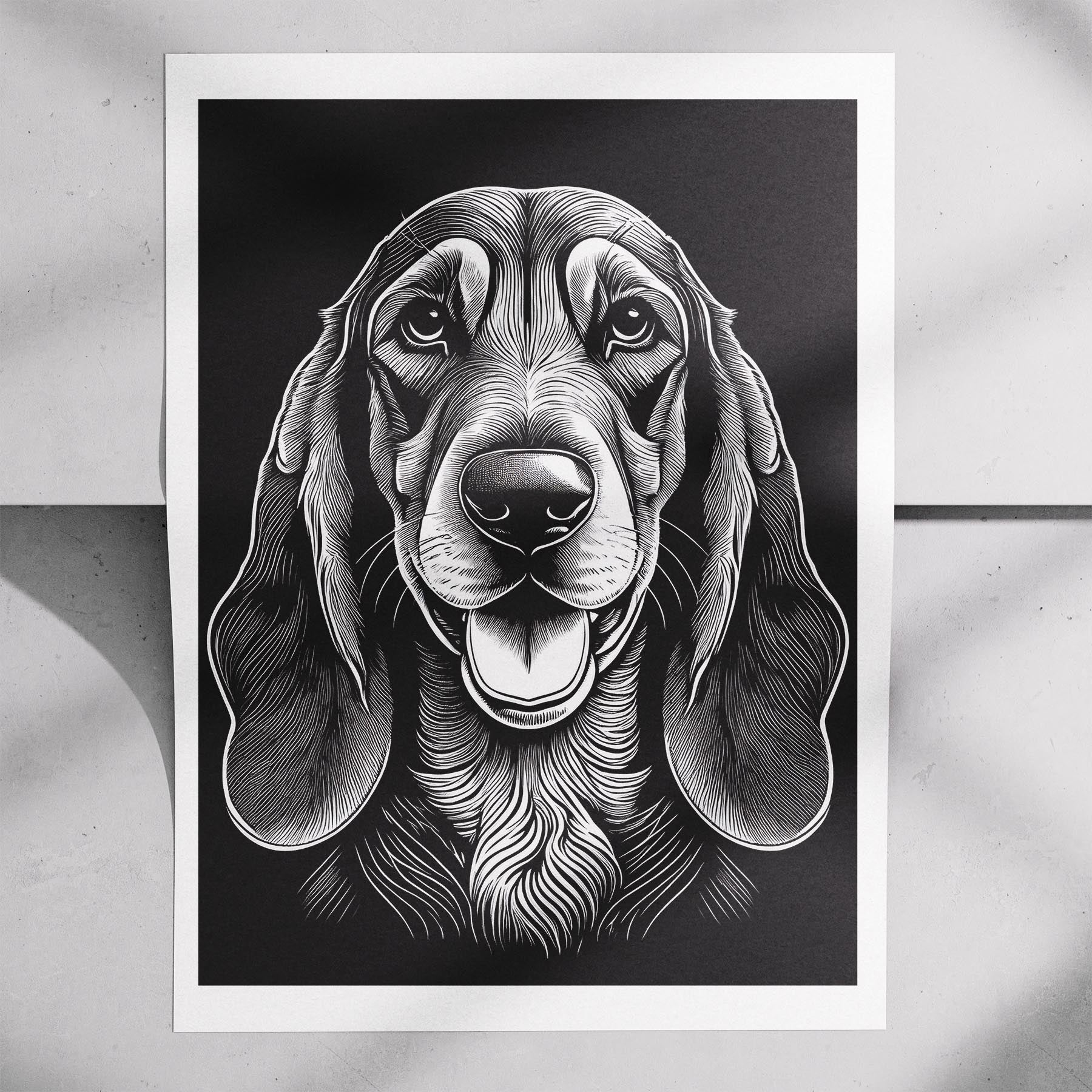Bloodhound Line Dog Series in Black and White image 7