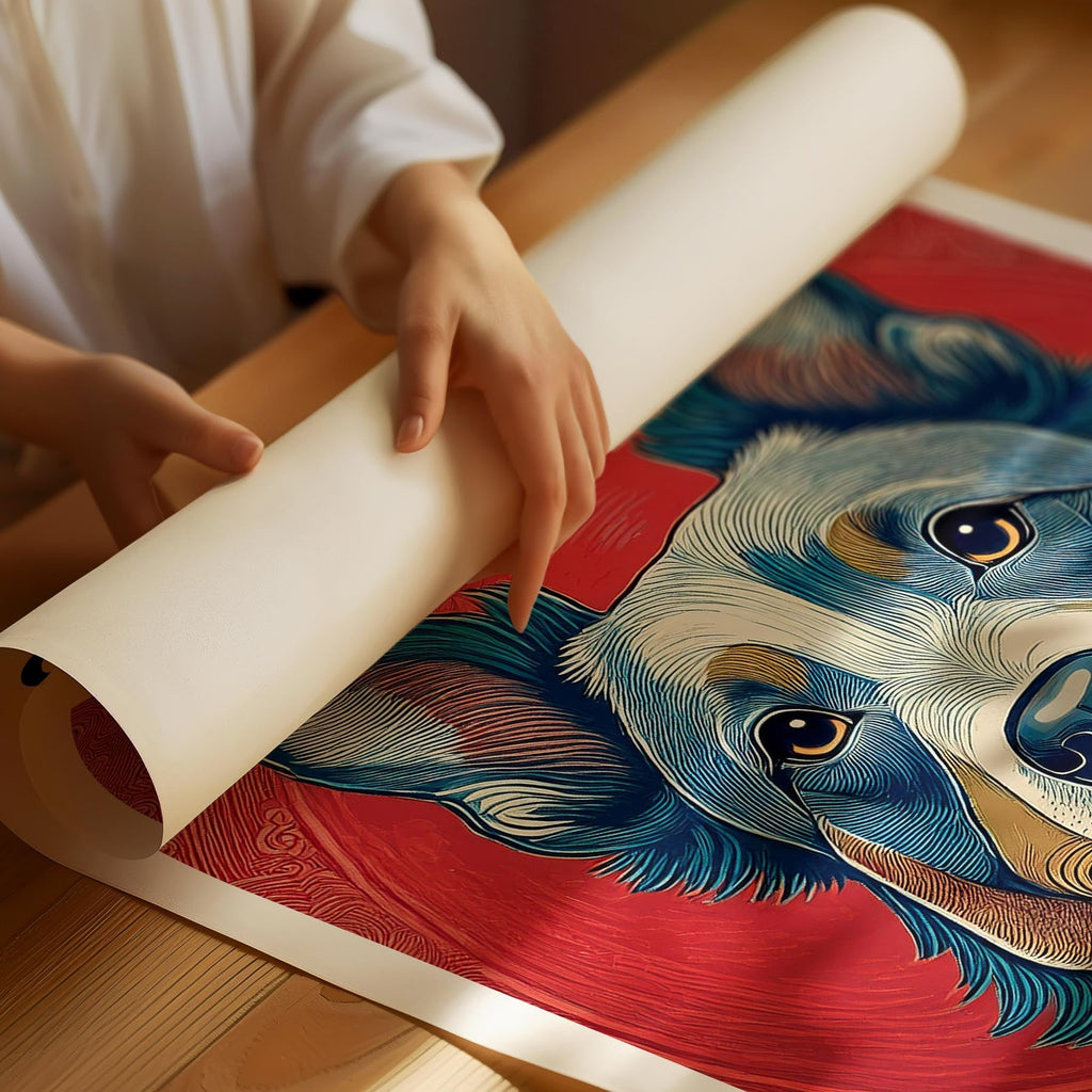 Cattle Dog Hokusai Japanese Inspired Dog Series with Text image 1