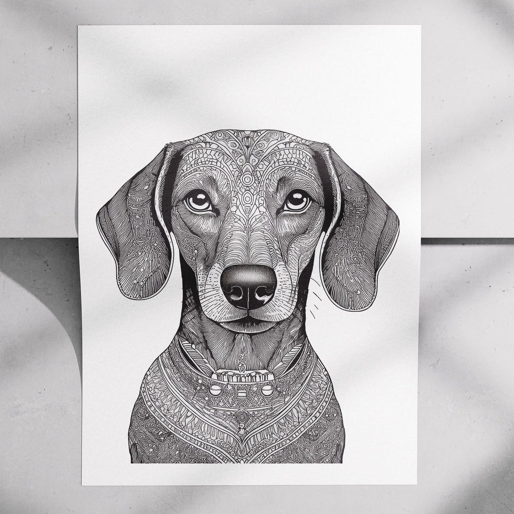 Dachshund Mandala Black and White Dog Series image 7