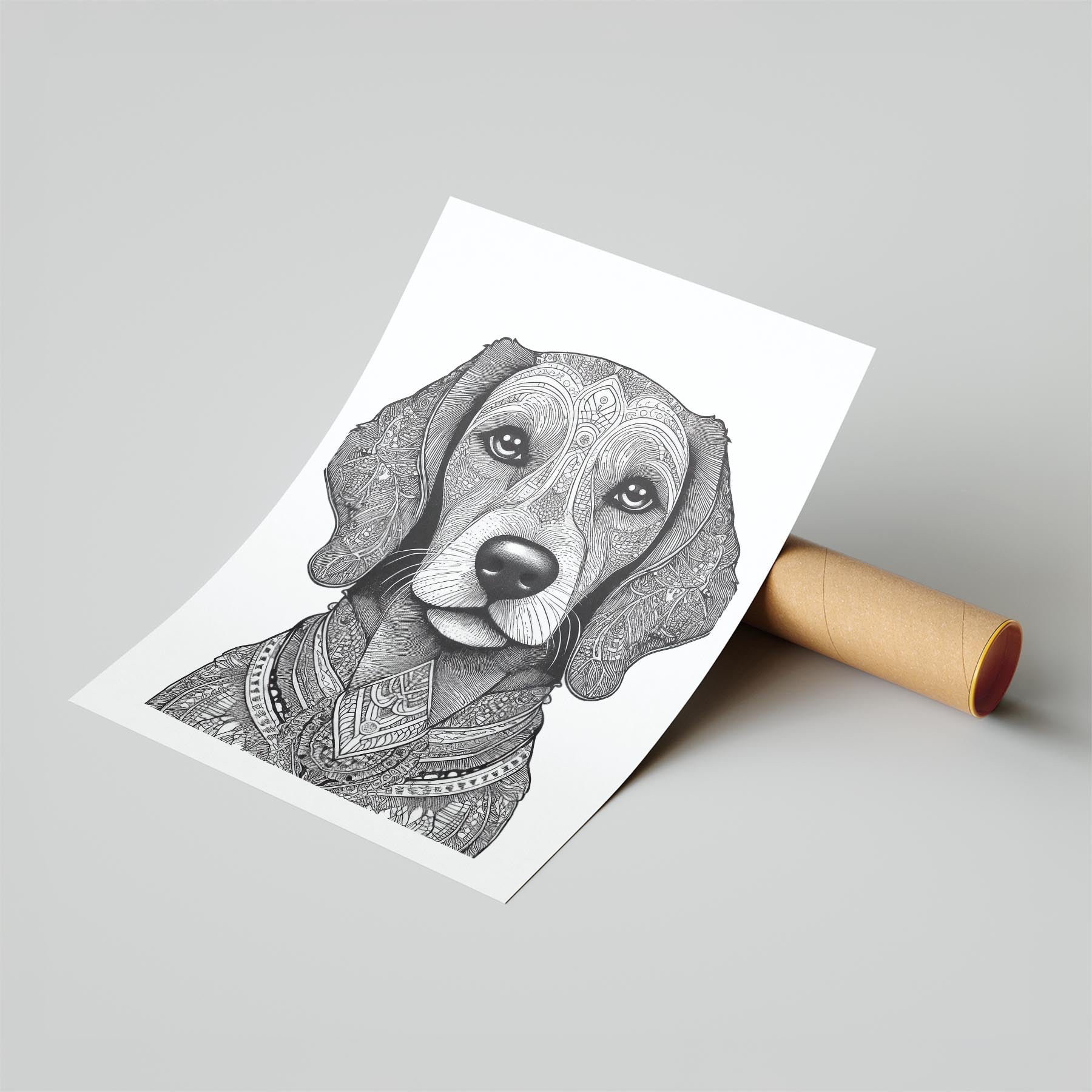 Cavoodle Mandala Black and White Dog Series image 6