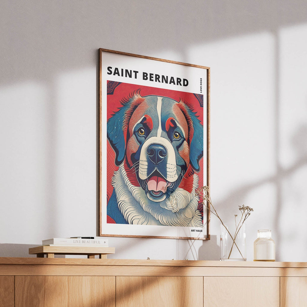 Saint Bernard Hokusai Japanese Inspired Dog Series with Text image 5