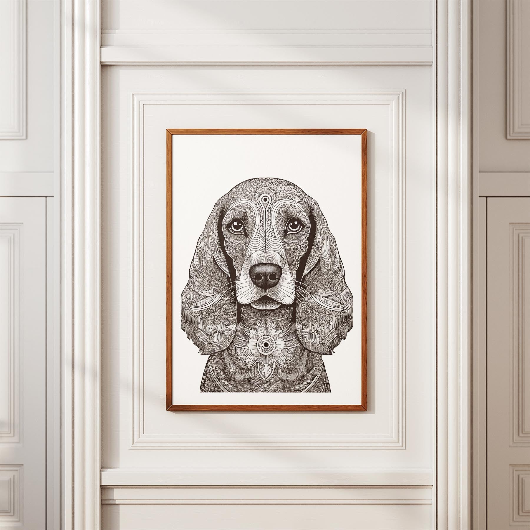 Cocker Spaniel Mandala Black and White Dog Series image 3