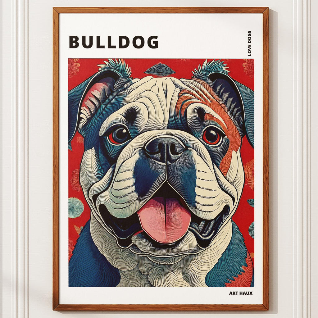 Bulldog Hokusai Japanese Inspired Dog Series with Text image 9