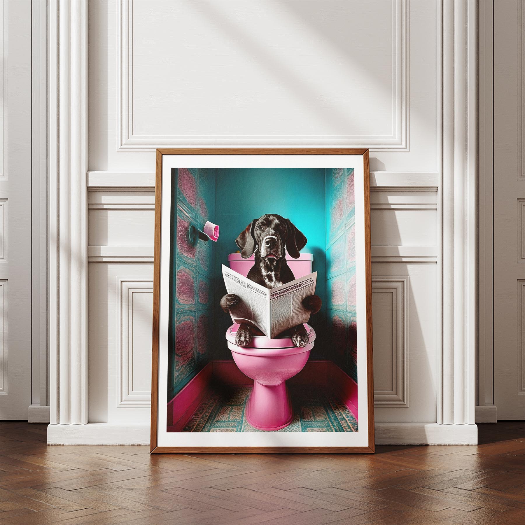 Hungarian Vizsla Toilet Dogs PInk and Turquise image 4