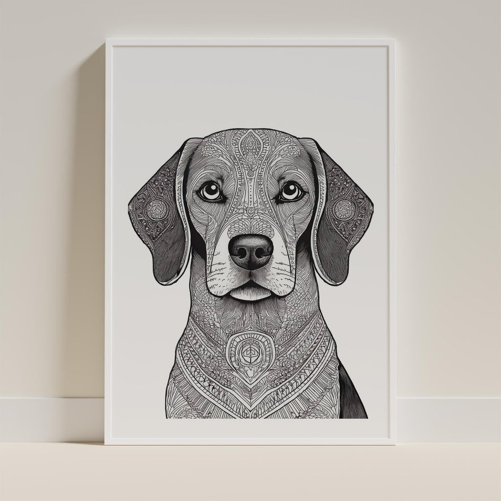 Beagle Mandala Black and White Dog Series image 9