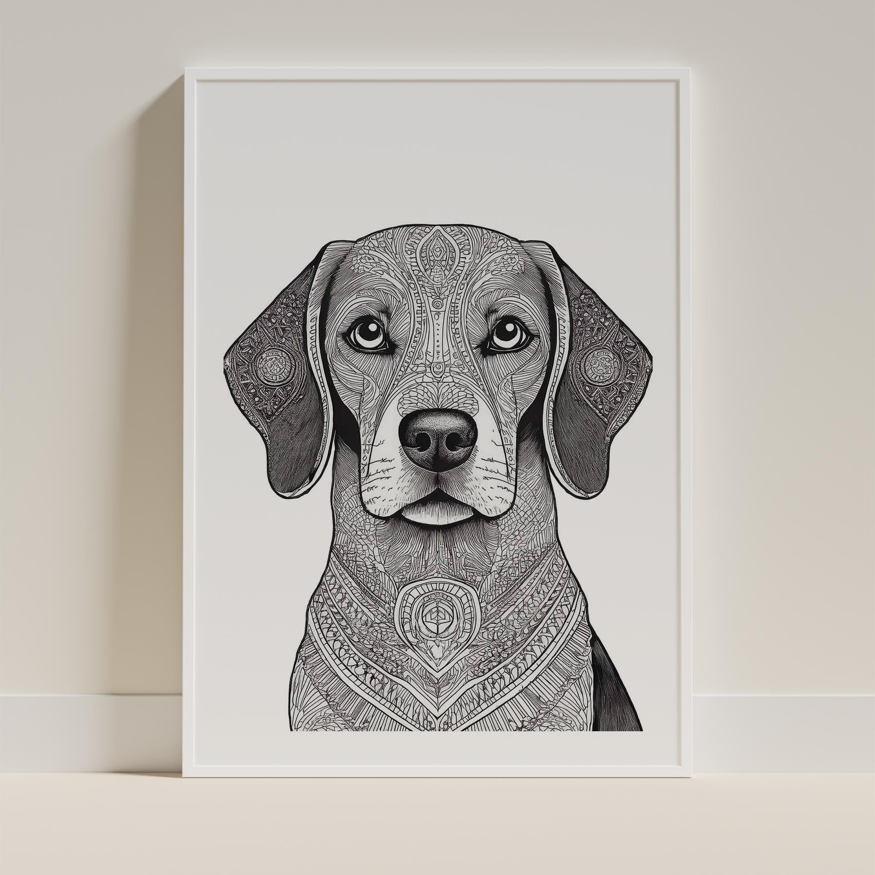 Beagle Mandala Black and White Dog Series image 9