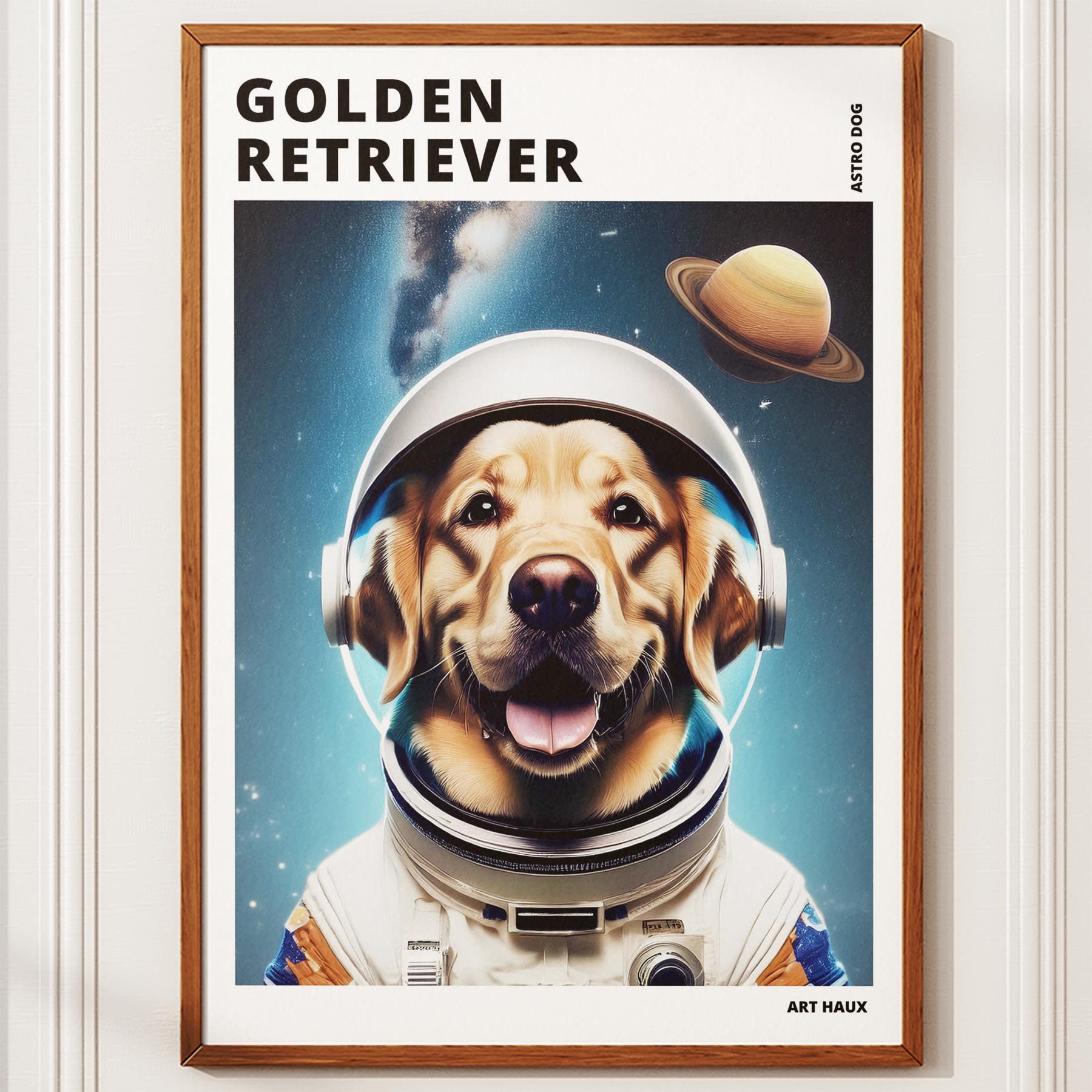 Golden Retriever Astronaut Dog Series with Text Astro Dog image 10