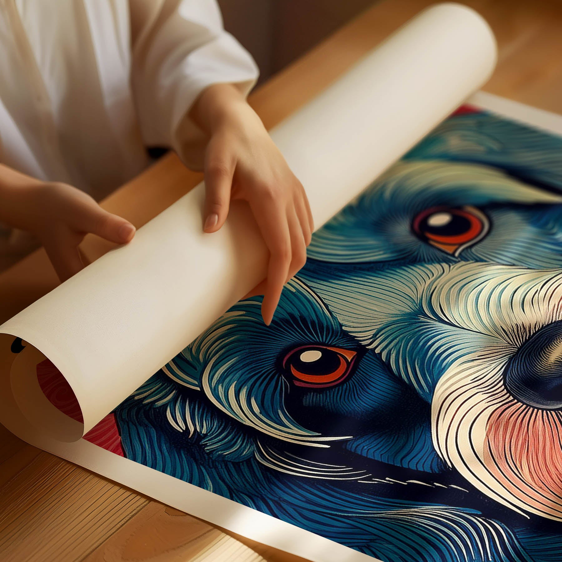 Cavoodle Hokusai Japanese Inspired Dog Series with Text image 1