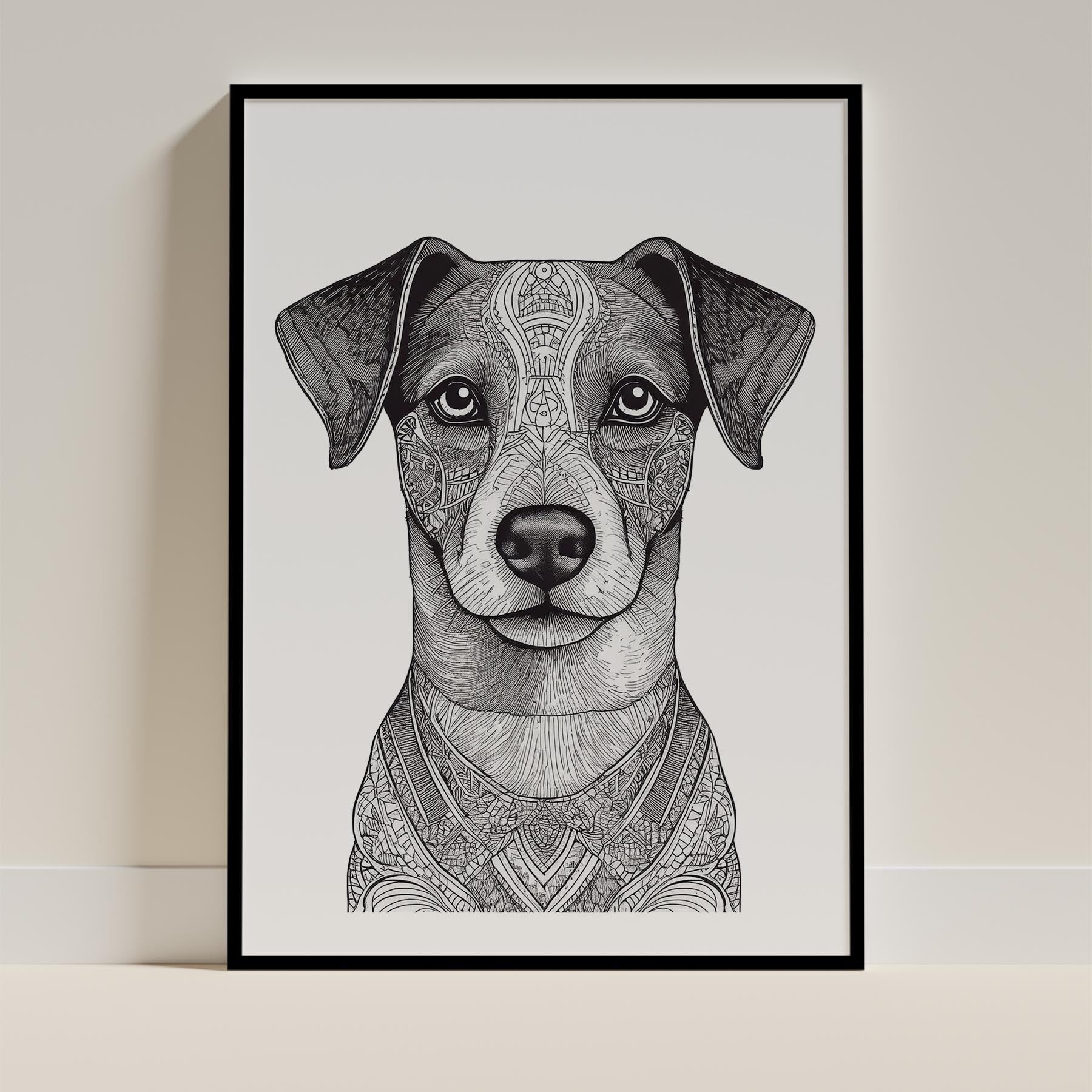 Jack Russell Mandala Black and White Dog Series image 0