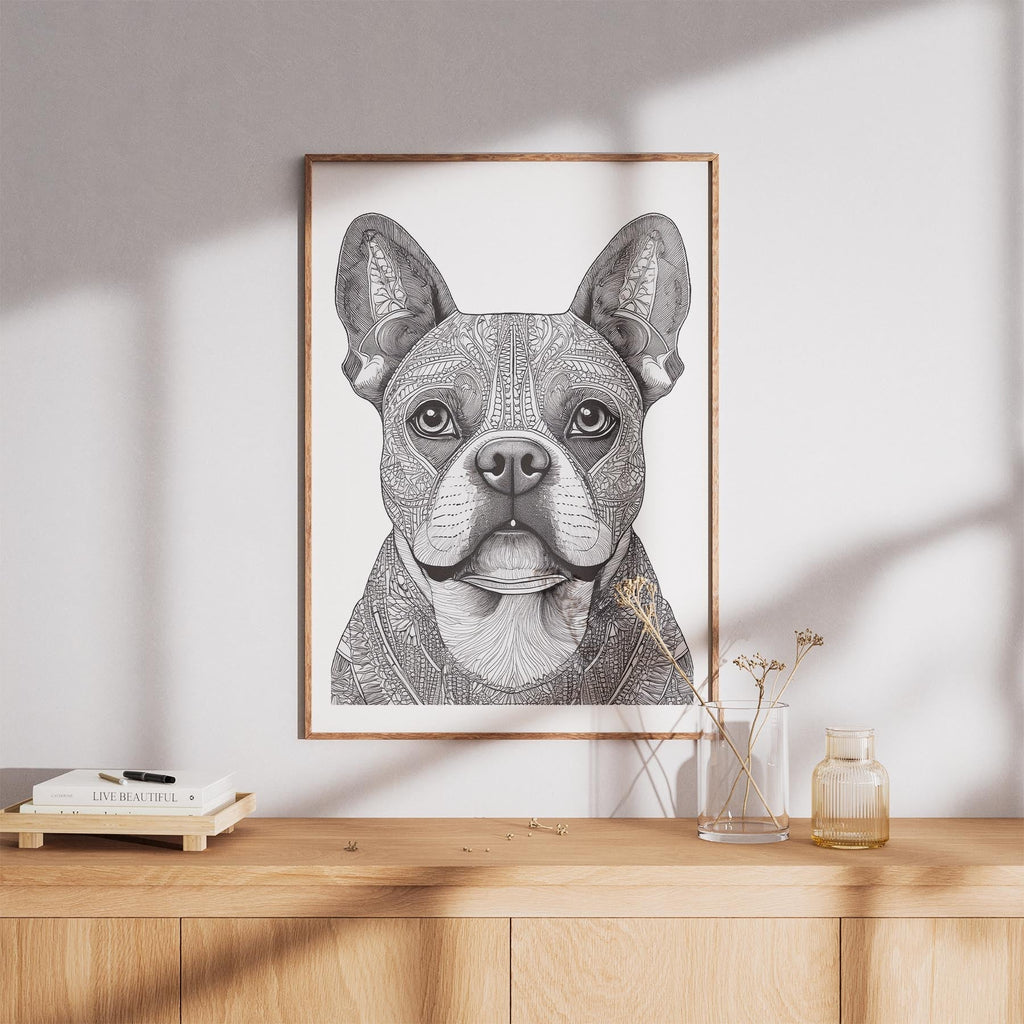 French Bulldog Mandala Black and White Dog Series image 8