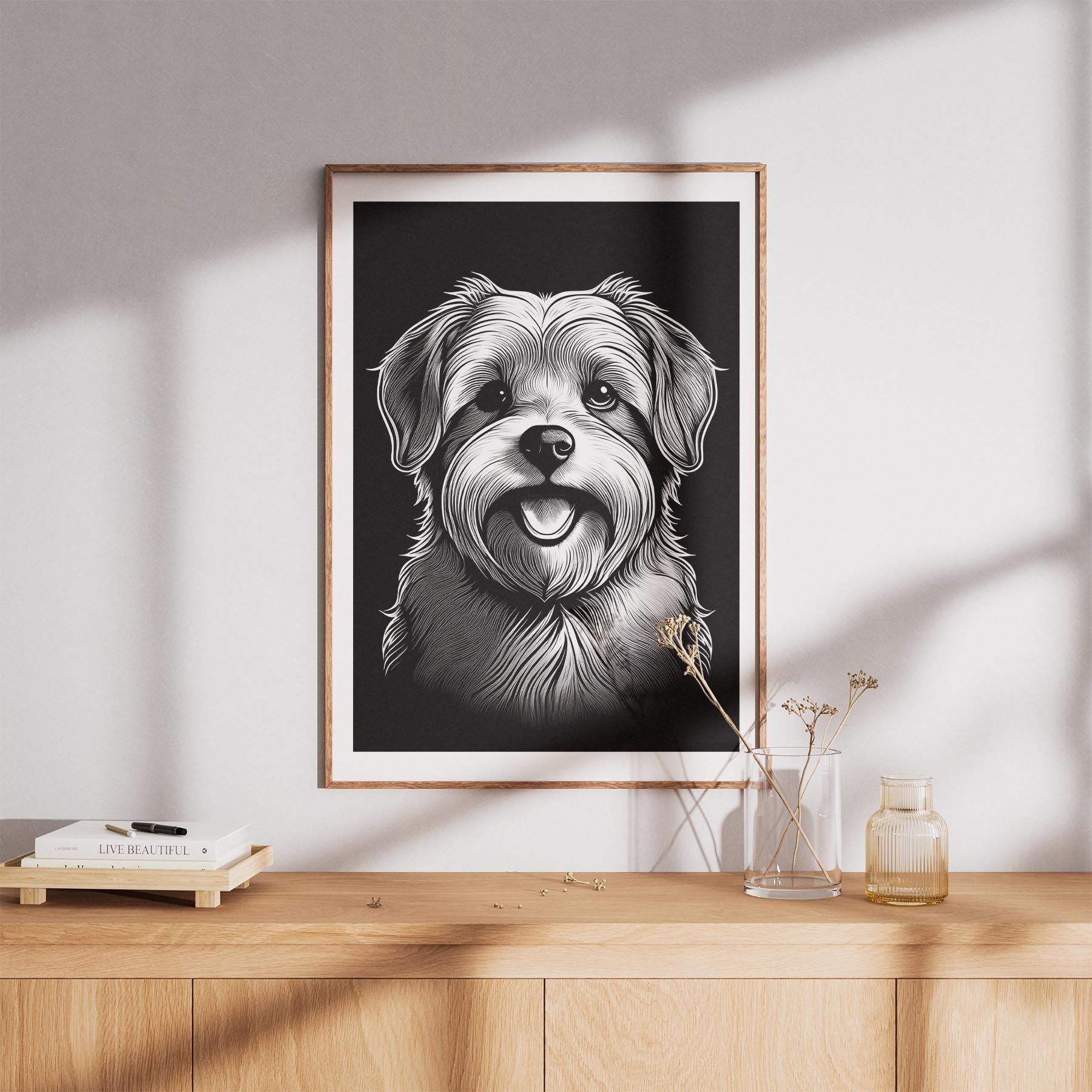 Maltese Line Dog Series in Black and White image 8