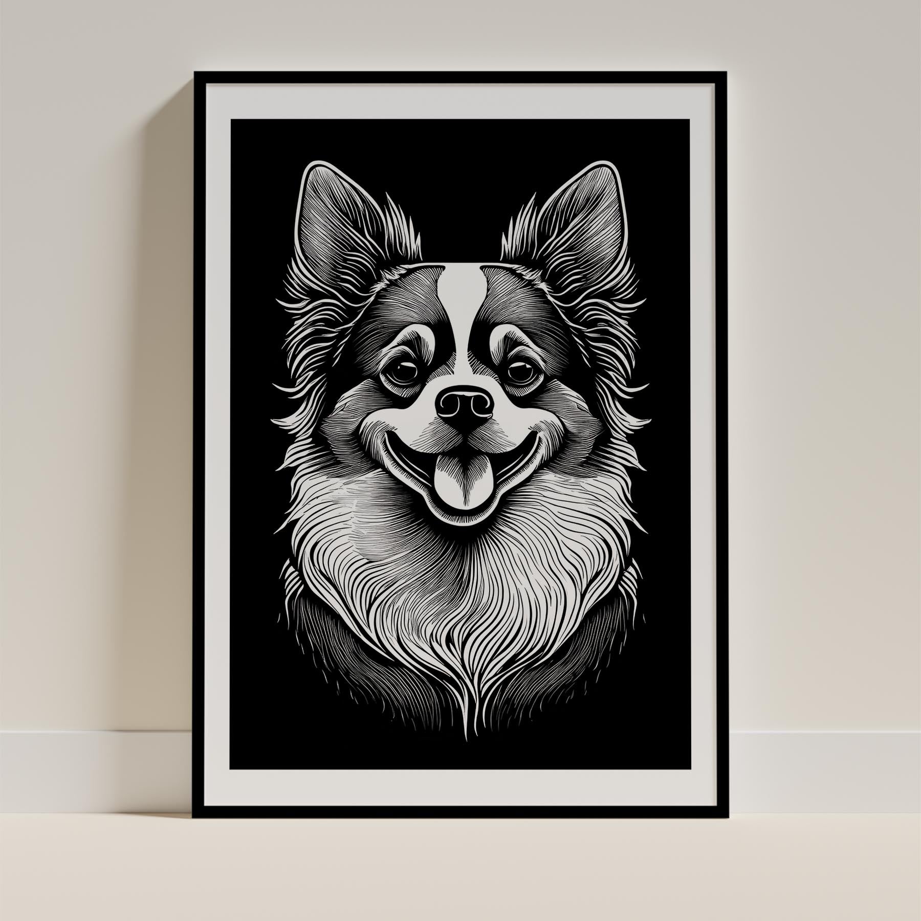 Japanese Chin Line Dog Series in Black and White image 0