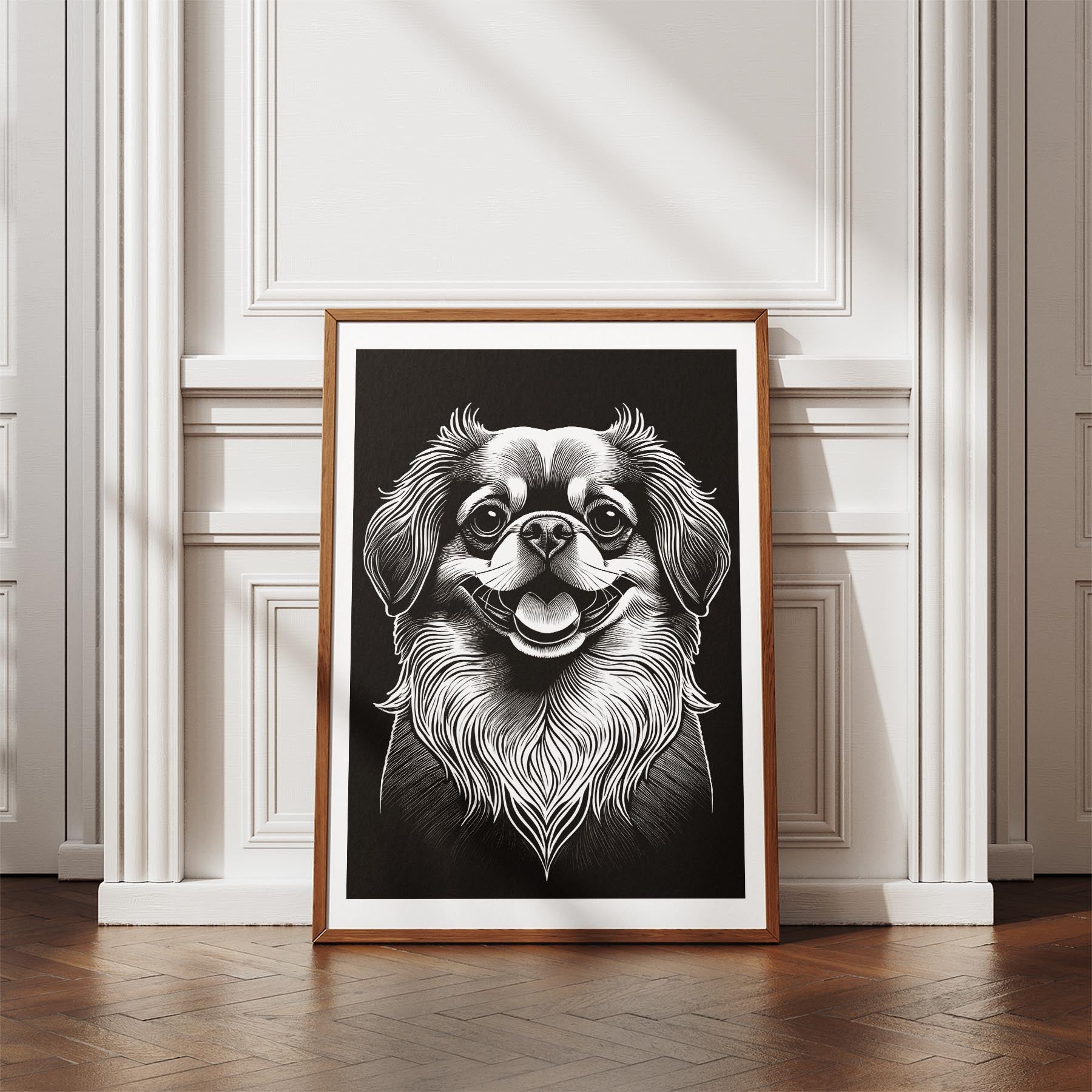 Pekingese Line Dog Series in Black and White image 4