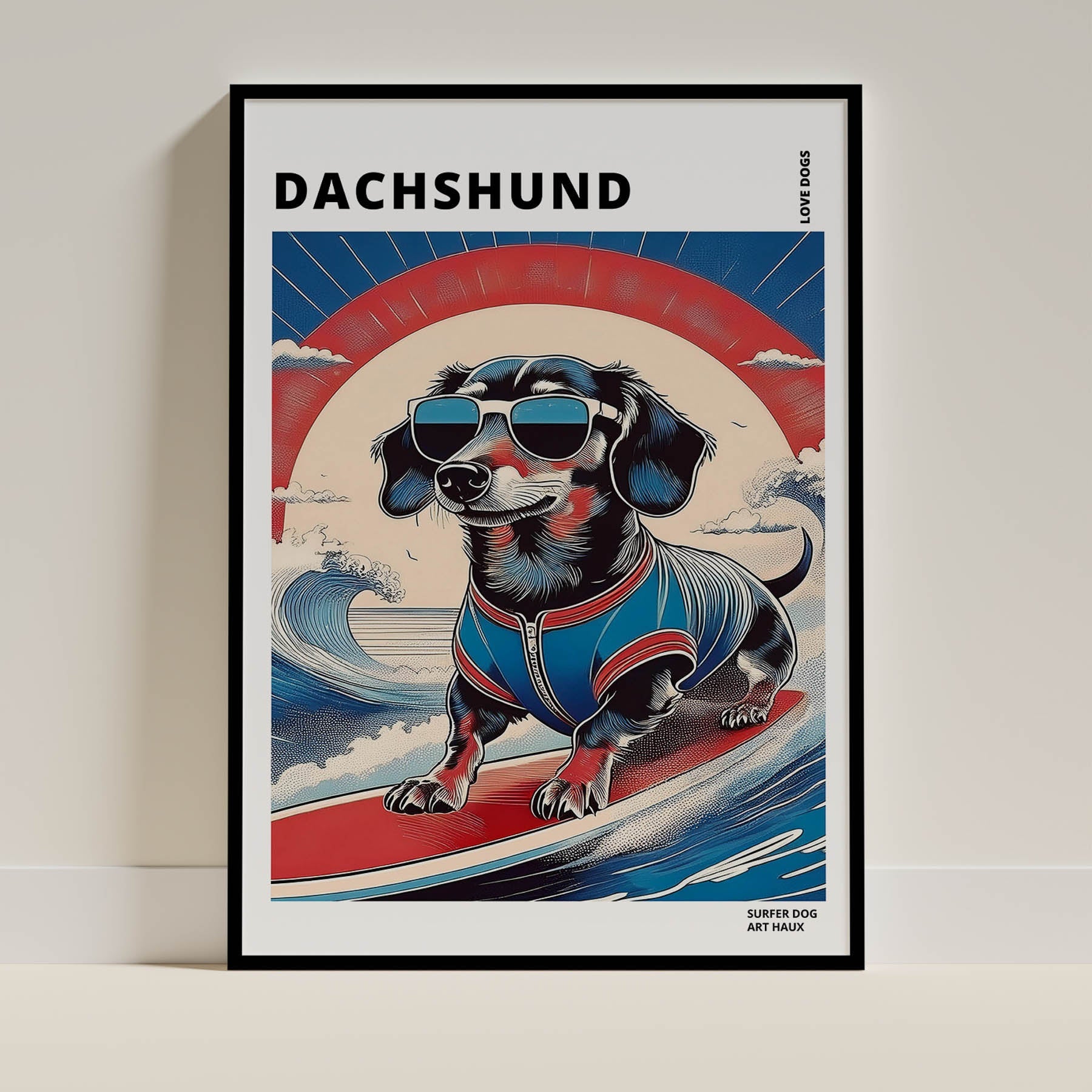 Dachshund Hokosai Surfer Dogs 2 image 0