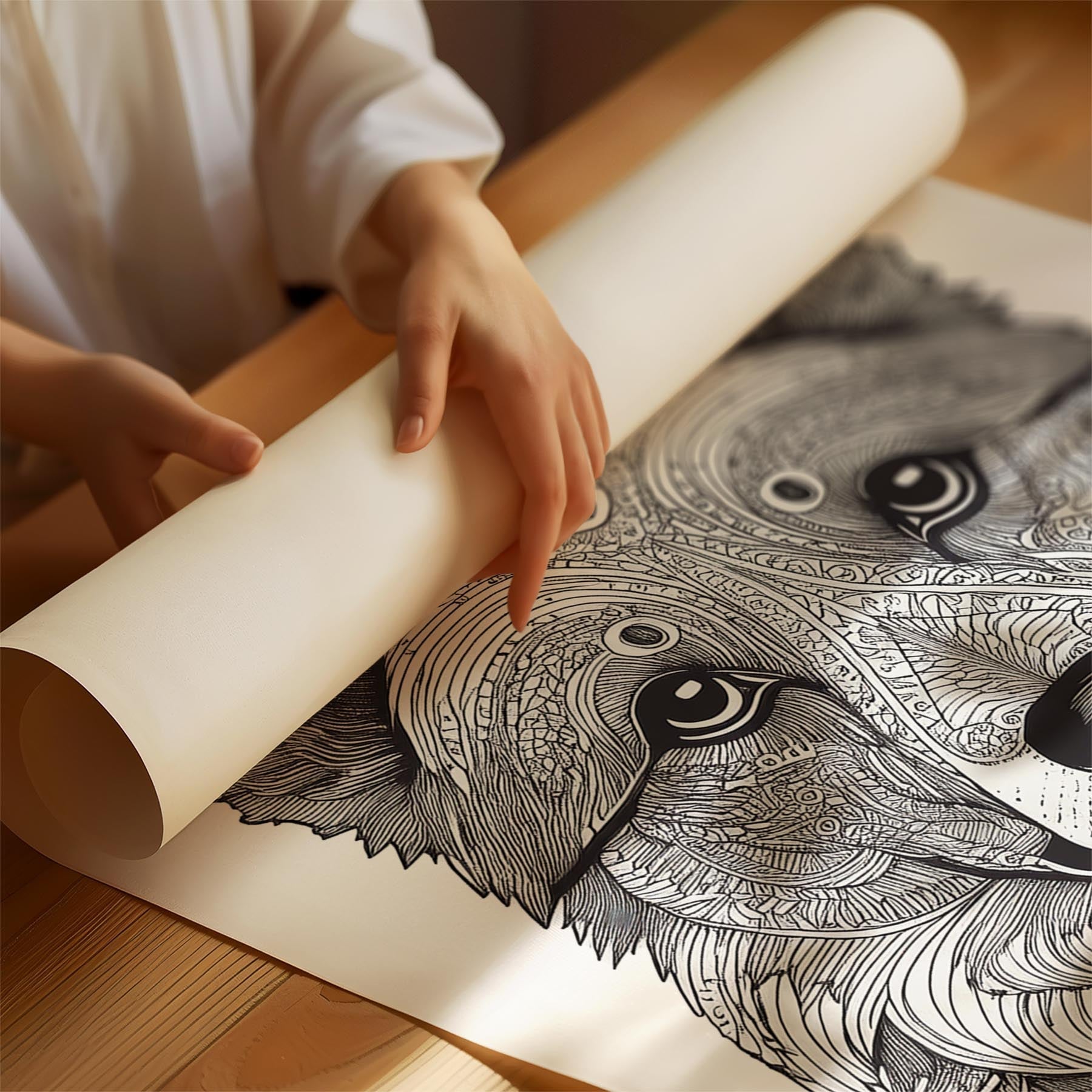 German Spitz Mandala Black and White Dog Series image 1