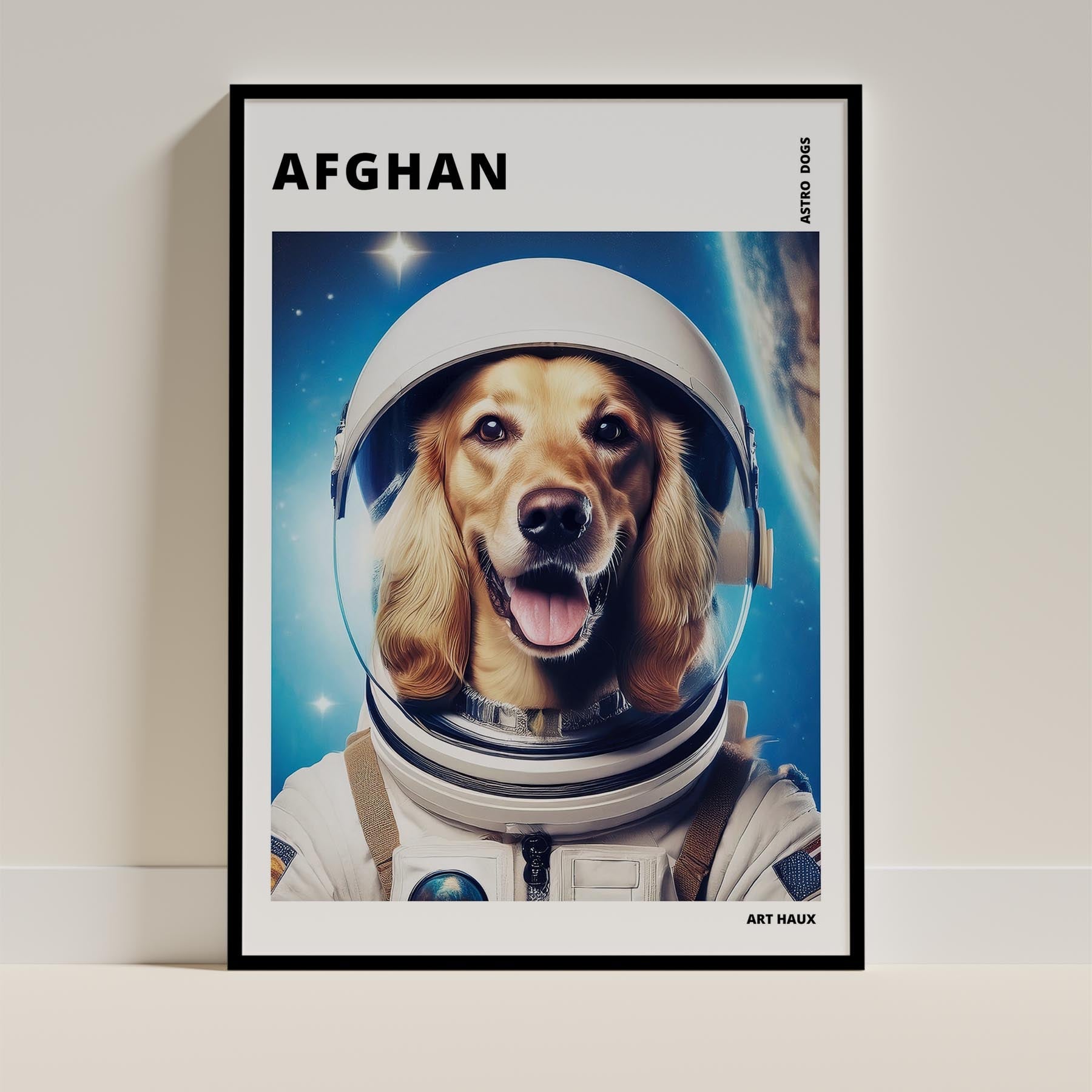 Afghan Astronaut Dog Series with Text Astro Dog image 0