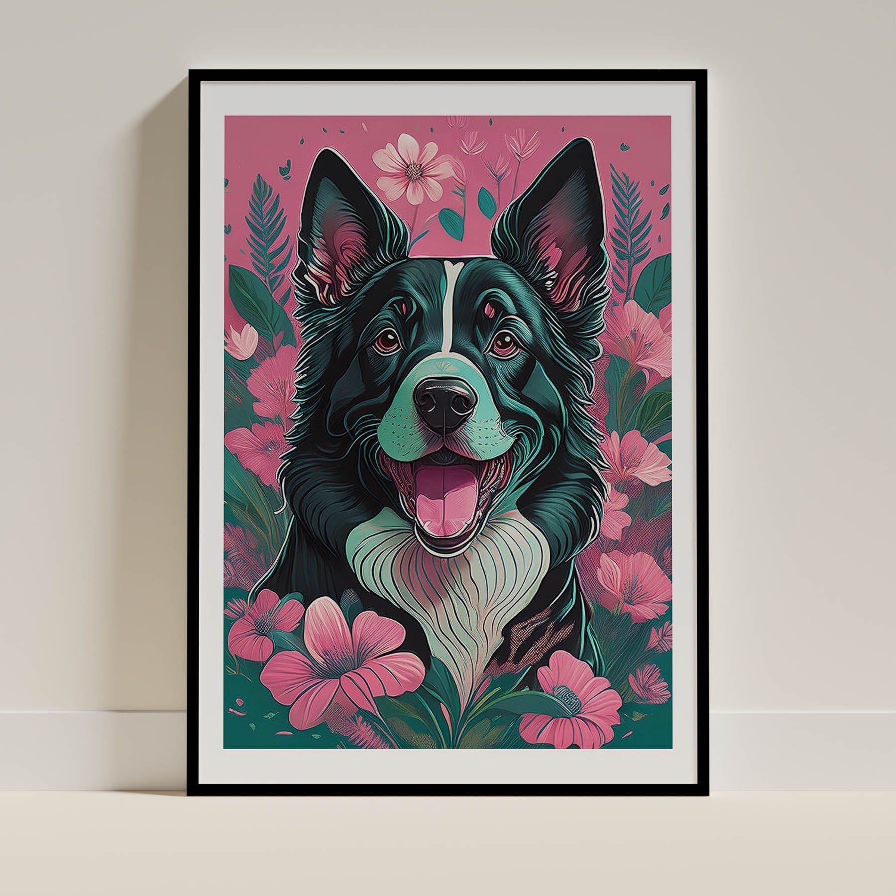 Border Collie 1 Flowery Dog image 0