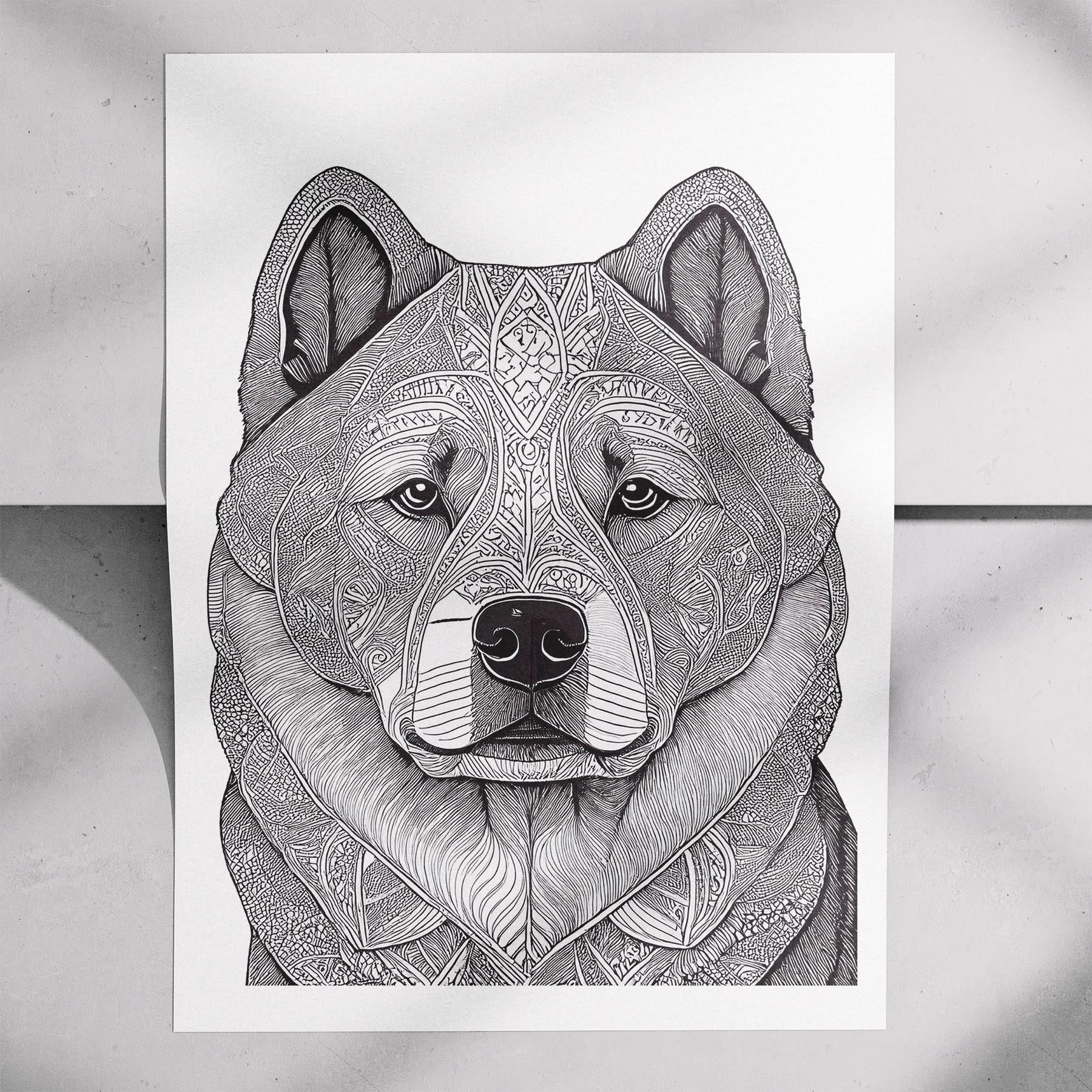 Chow Chow Mandala Black and White Dog Series image 7