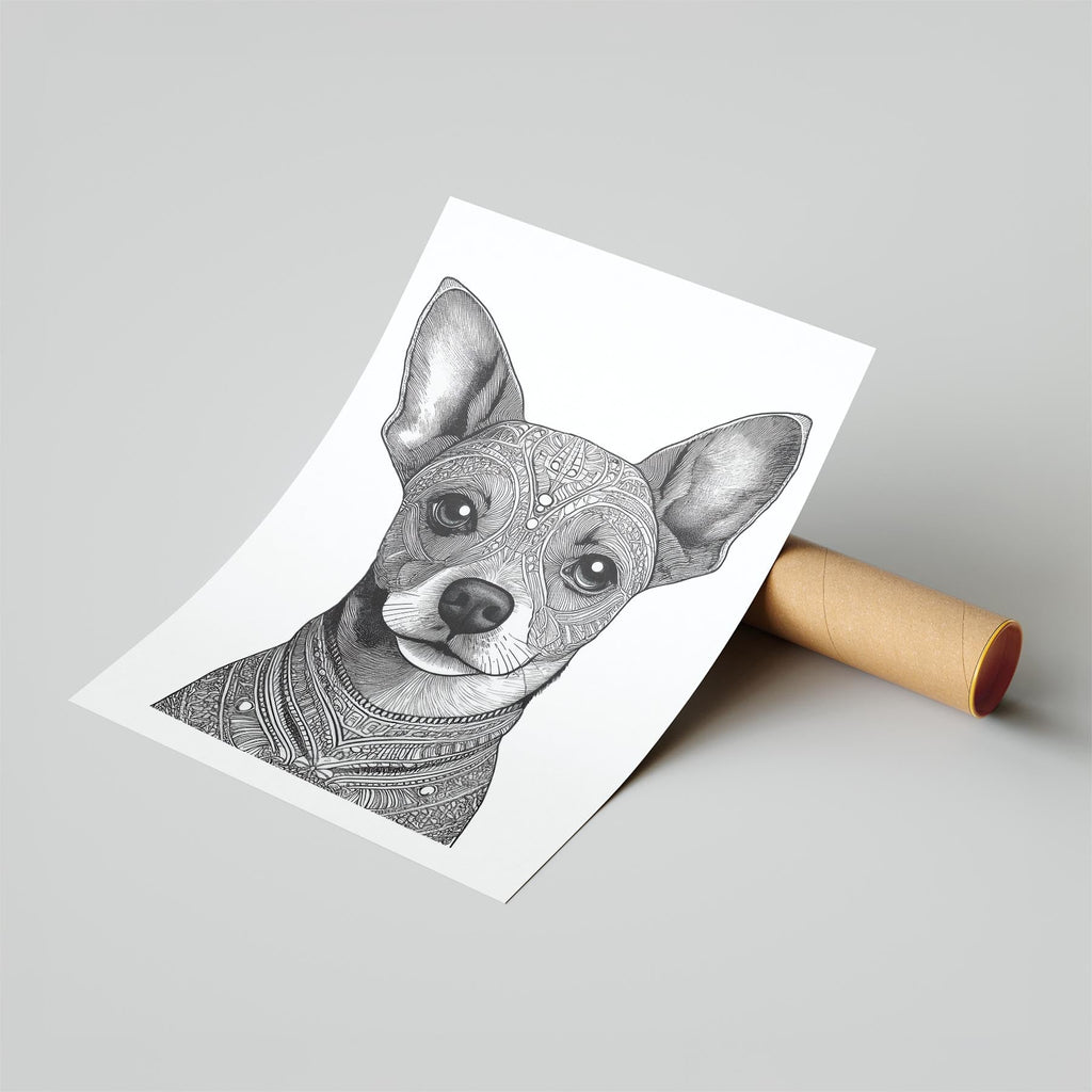 Chihuahua Mandala Black and White Dog Series image 6