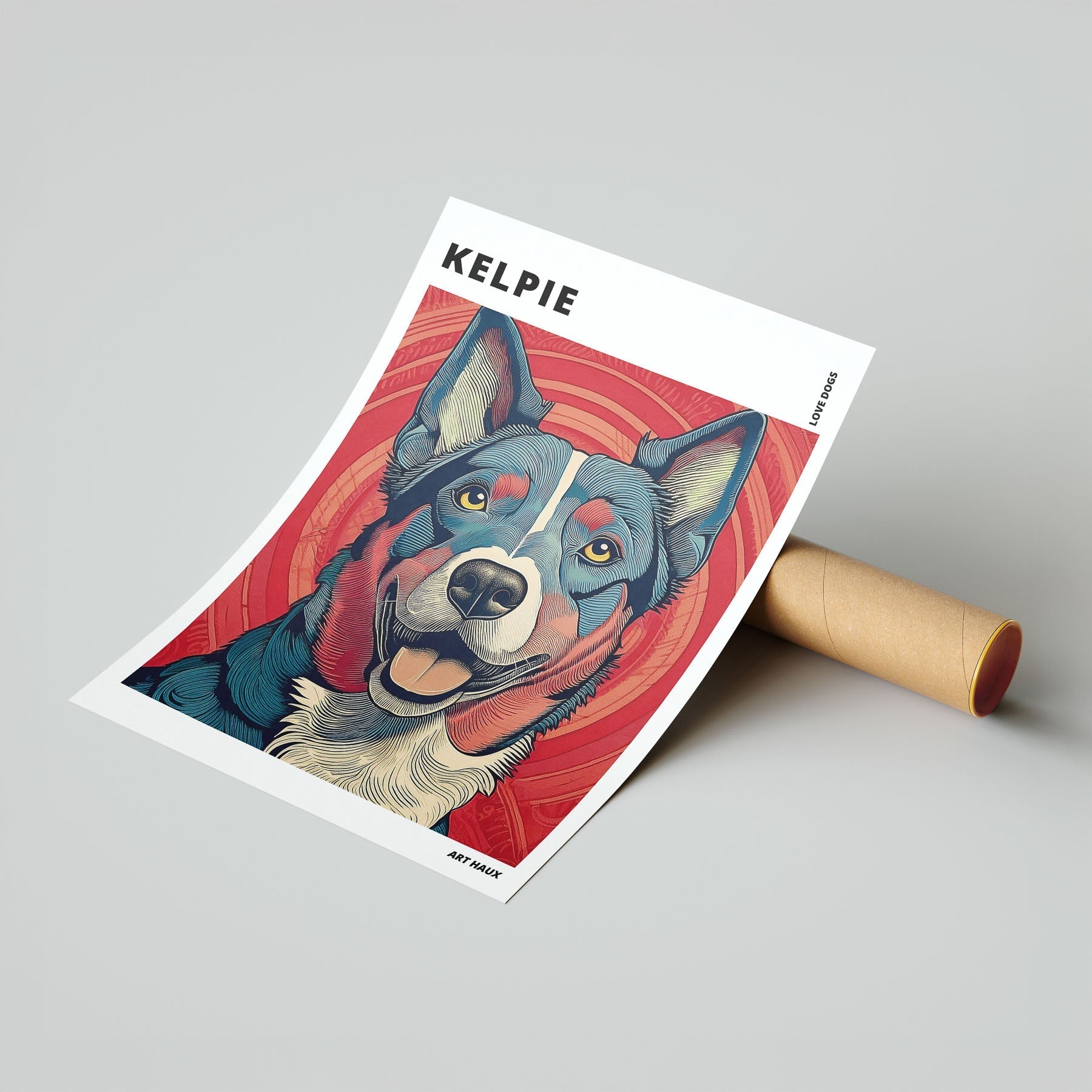 Kelpie Hokusai Japanese Inspired Dog Series with Text image 6