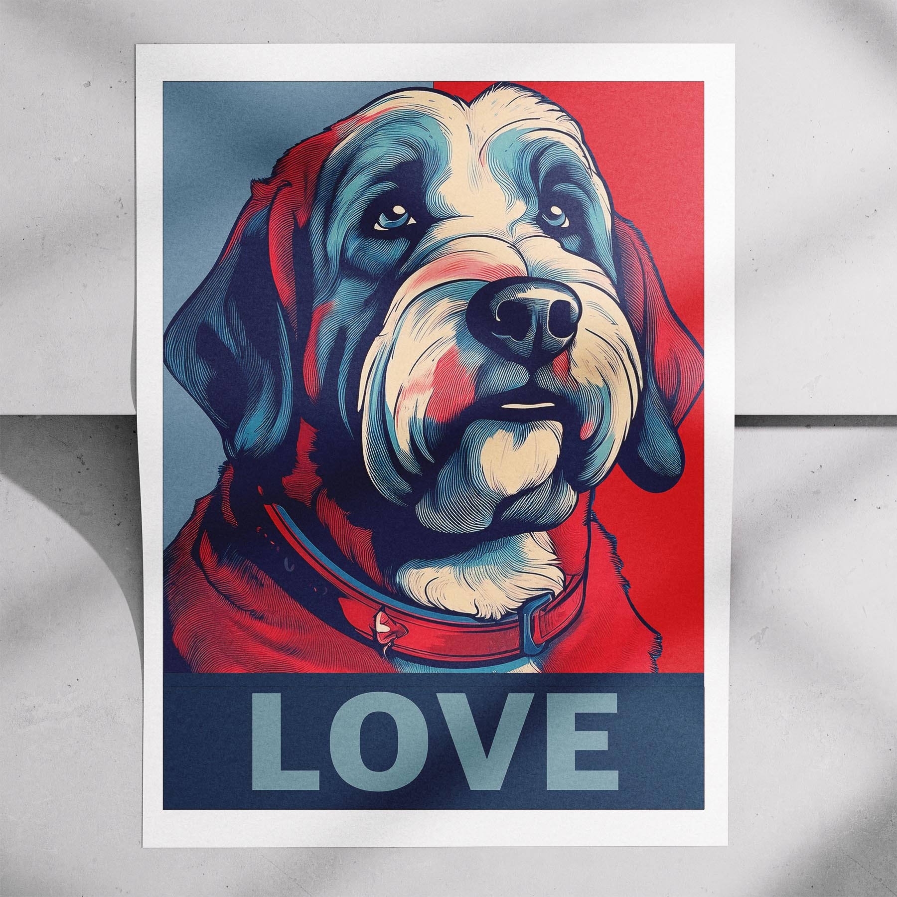 Old English Sheepdog LOVE Series Inspired by the Obama Poster image 7