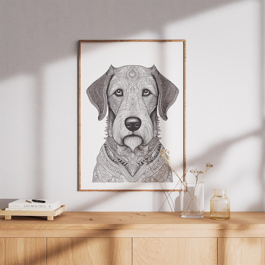 Irish Wolfhound Mandala Black and White Dog Series image 8