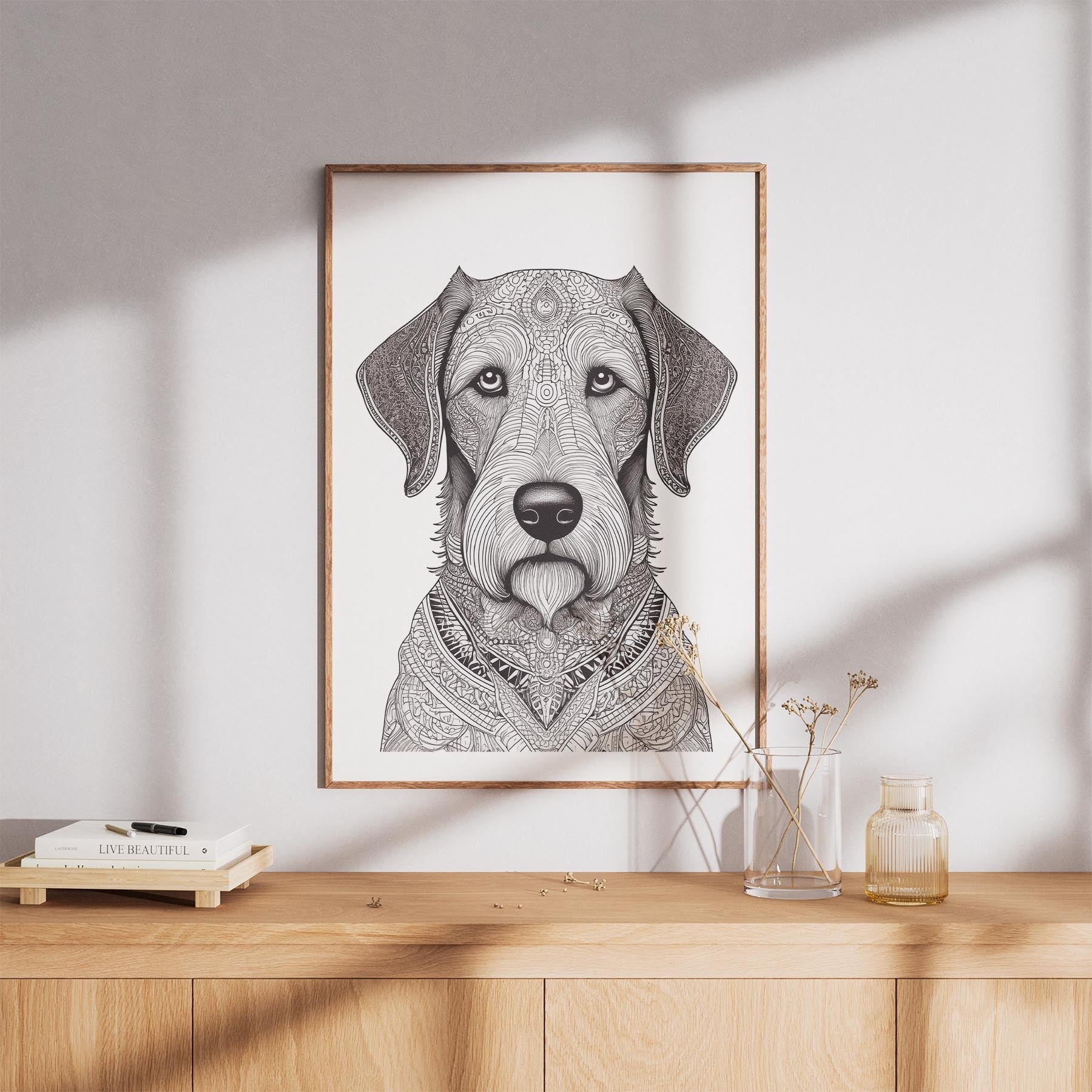 Irish Wolfhound Mandala Black and White Dog Series image 8