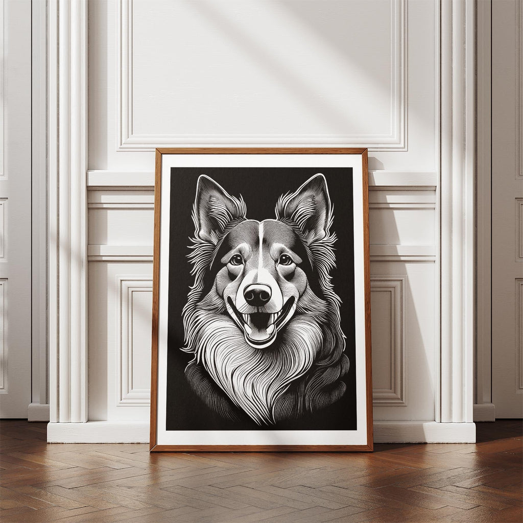 Shetland Sheepdog Line Dog Series in Black and White image 4