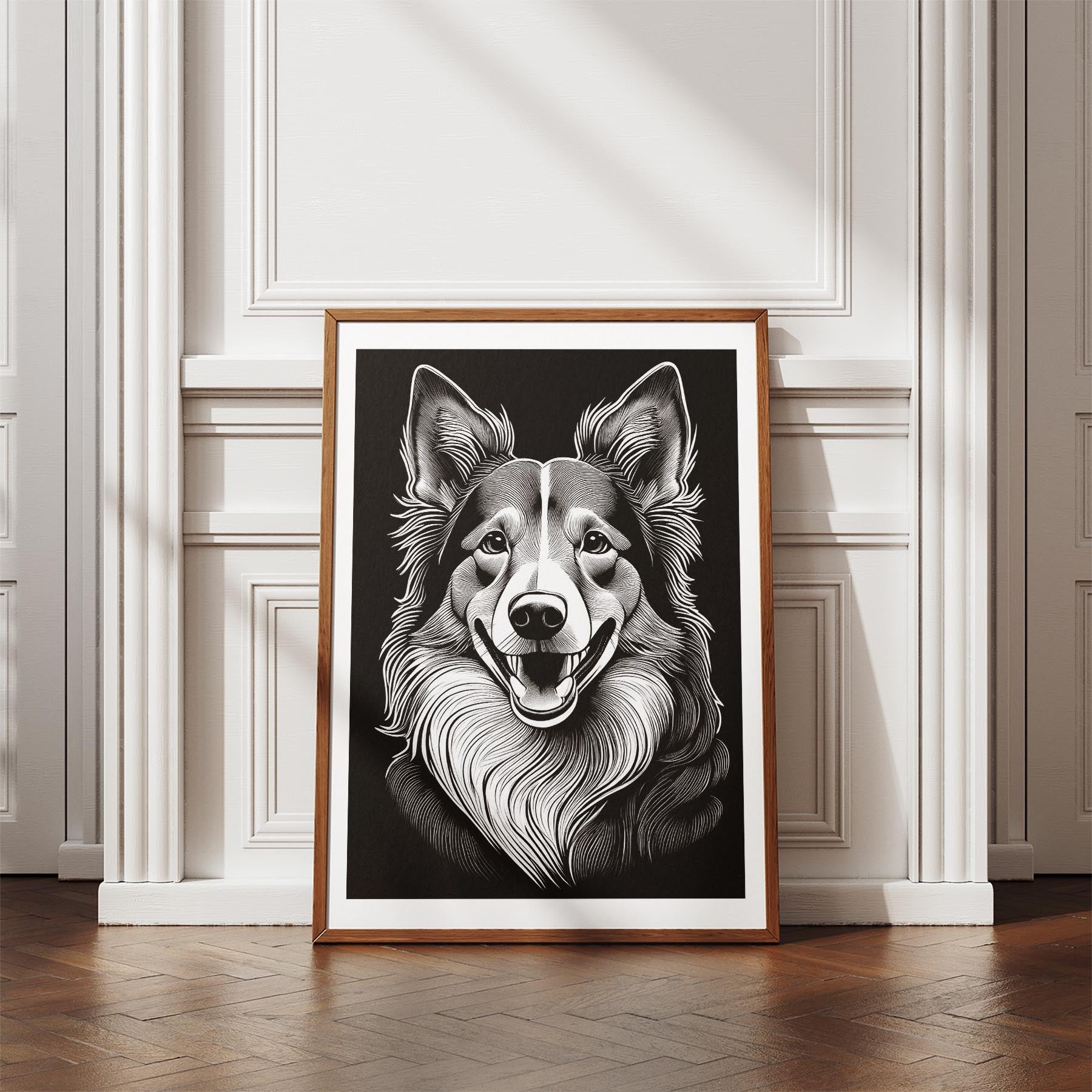 Shetland Sheepdog Line Dog Series in Black and White image 4