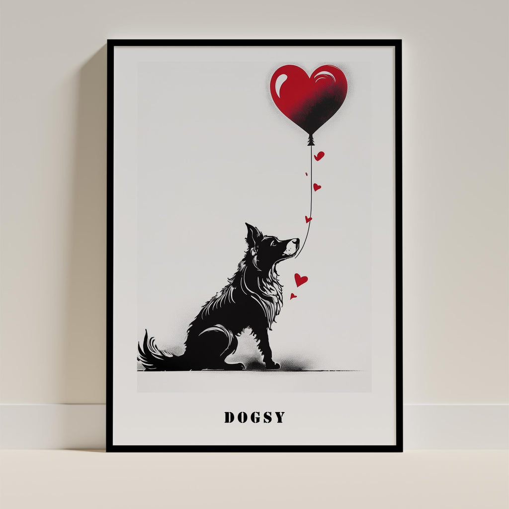 Border Collie DOGSY Series inspired by the Art of Banksy with text Dogsy image 0