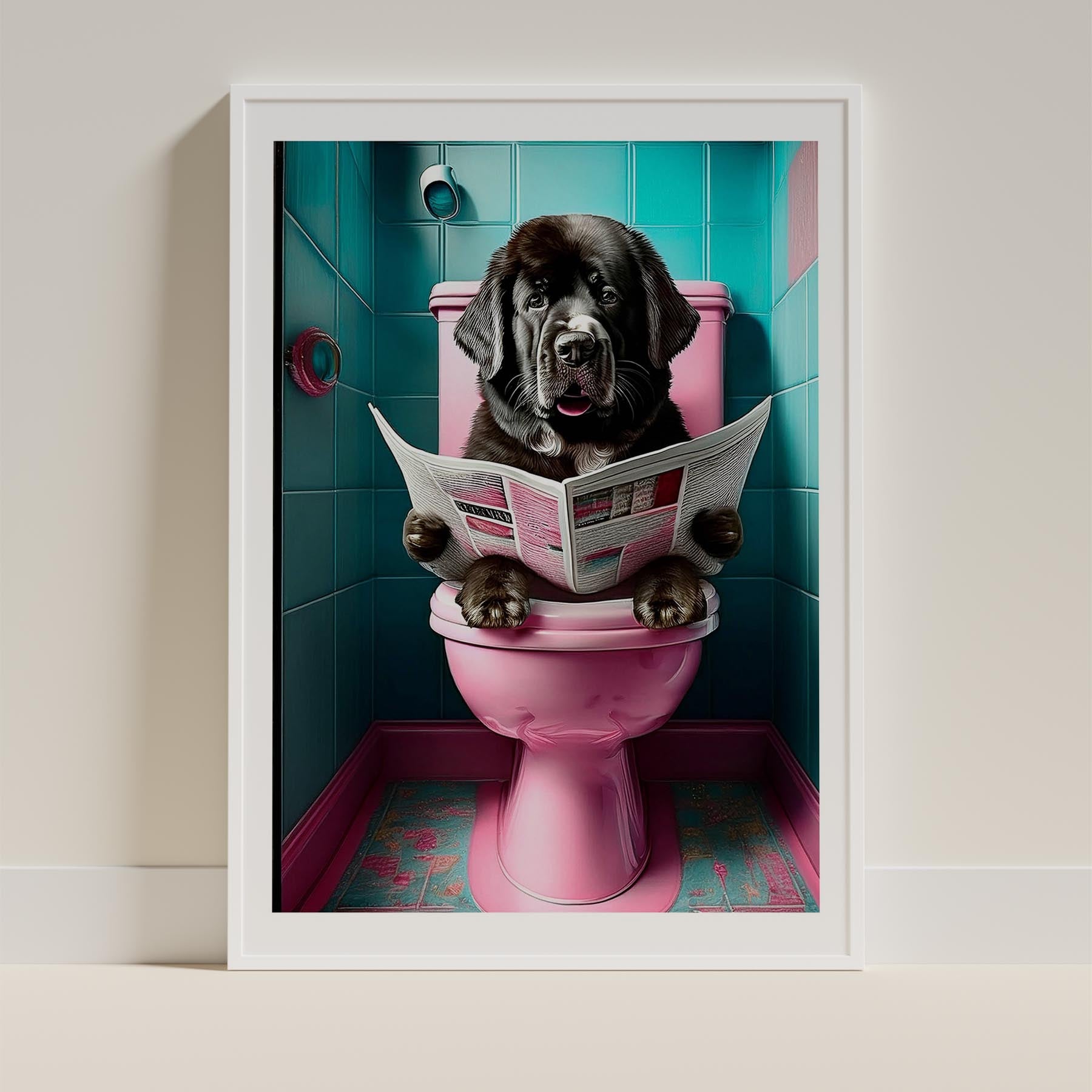 Newfoundland Toilet Dogs PInk and Turquise image 9