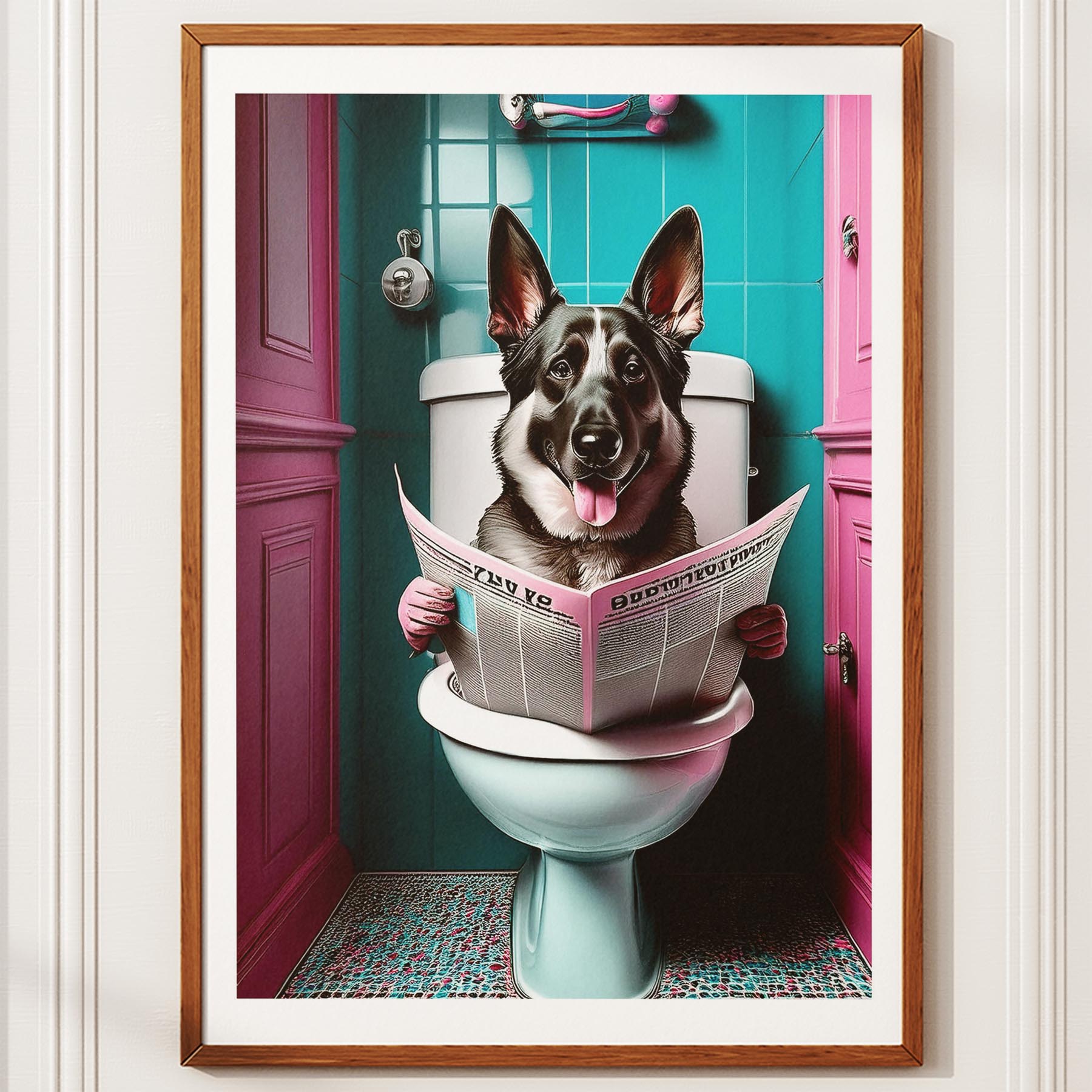 German Shepherd Toilet Dogs PInk and Turquise image 10