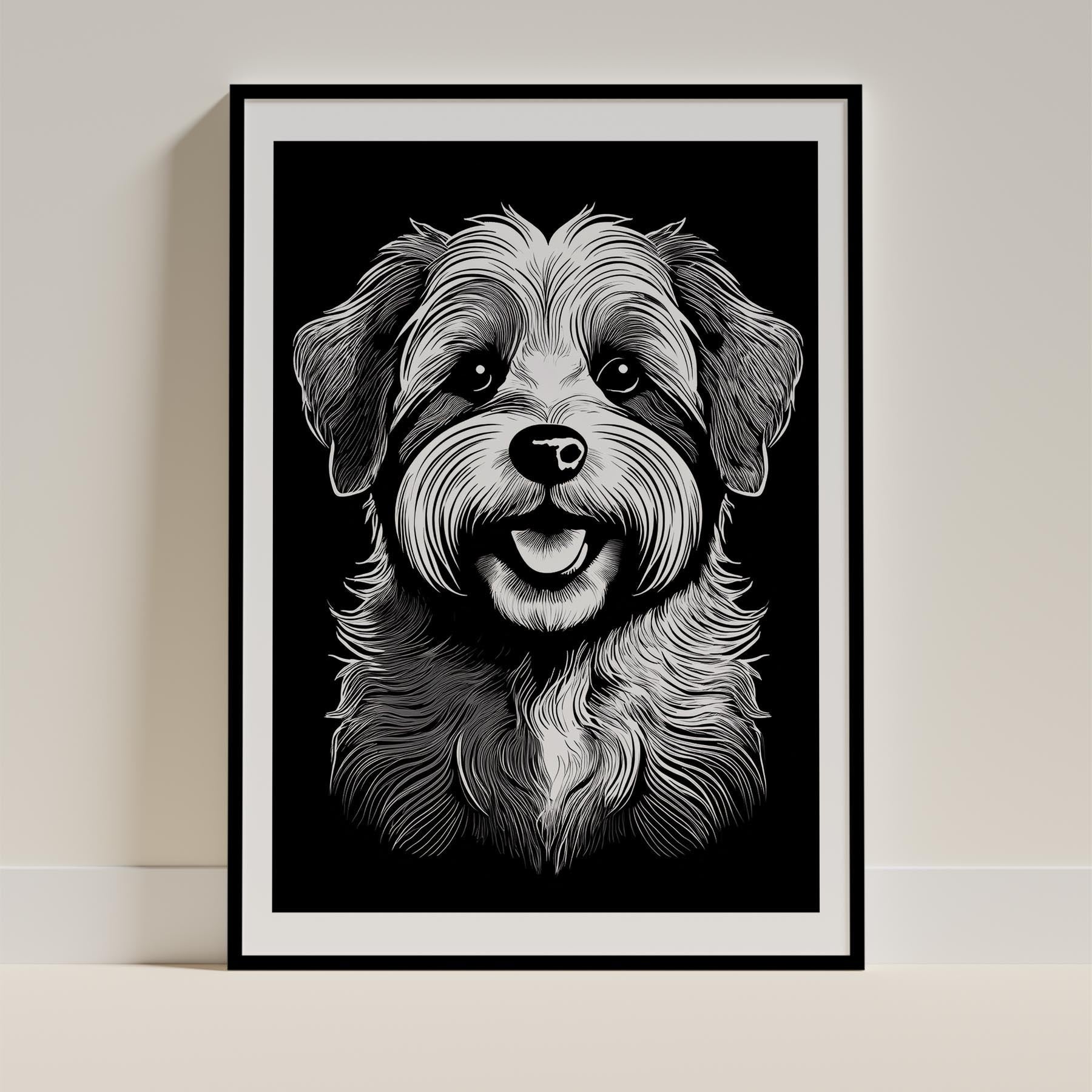 Havanese Line Dog Series in Black and White image 0