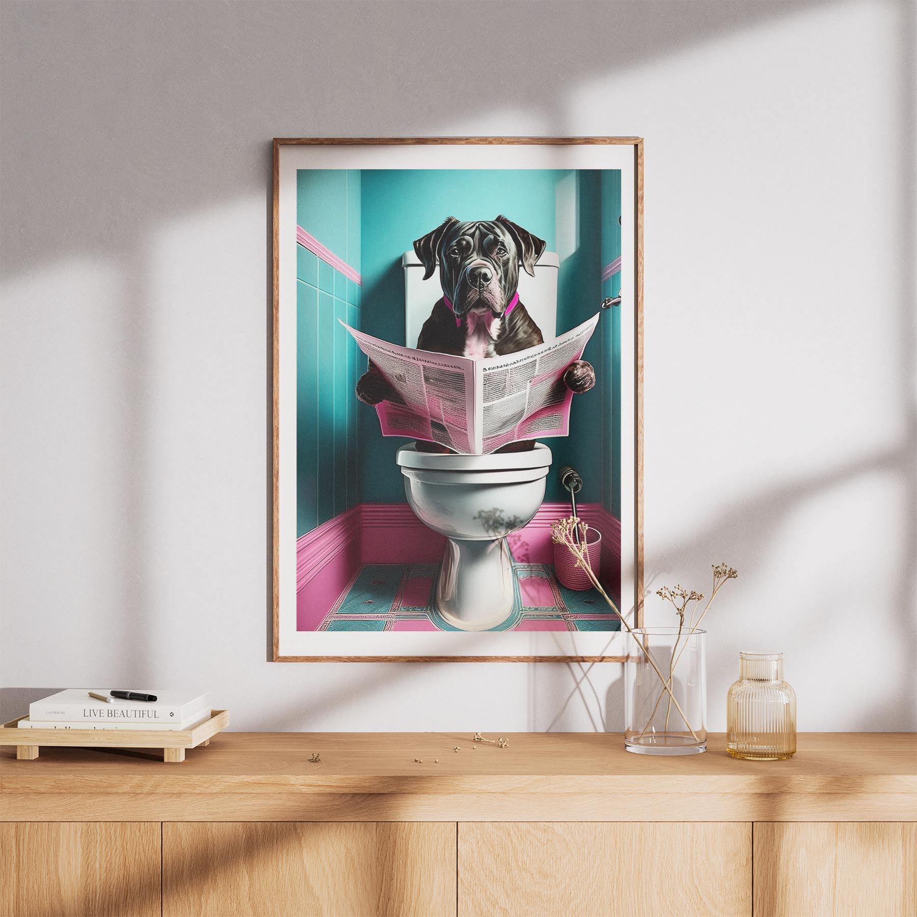 Neapolitan Mastiff Toilet Dogs PInk and Turquise image 8