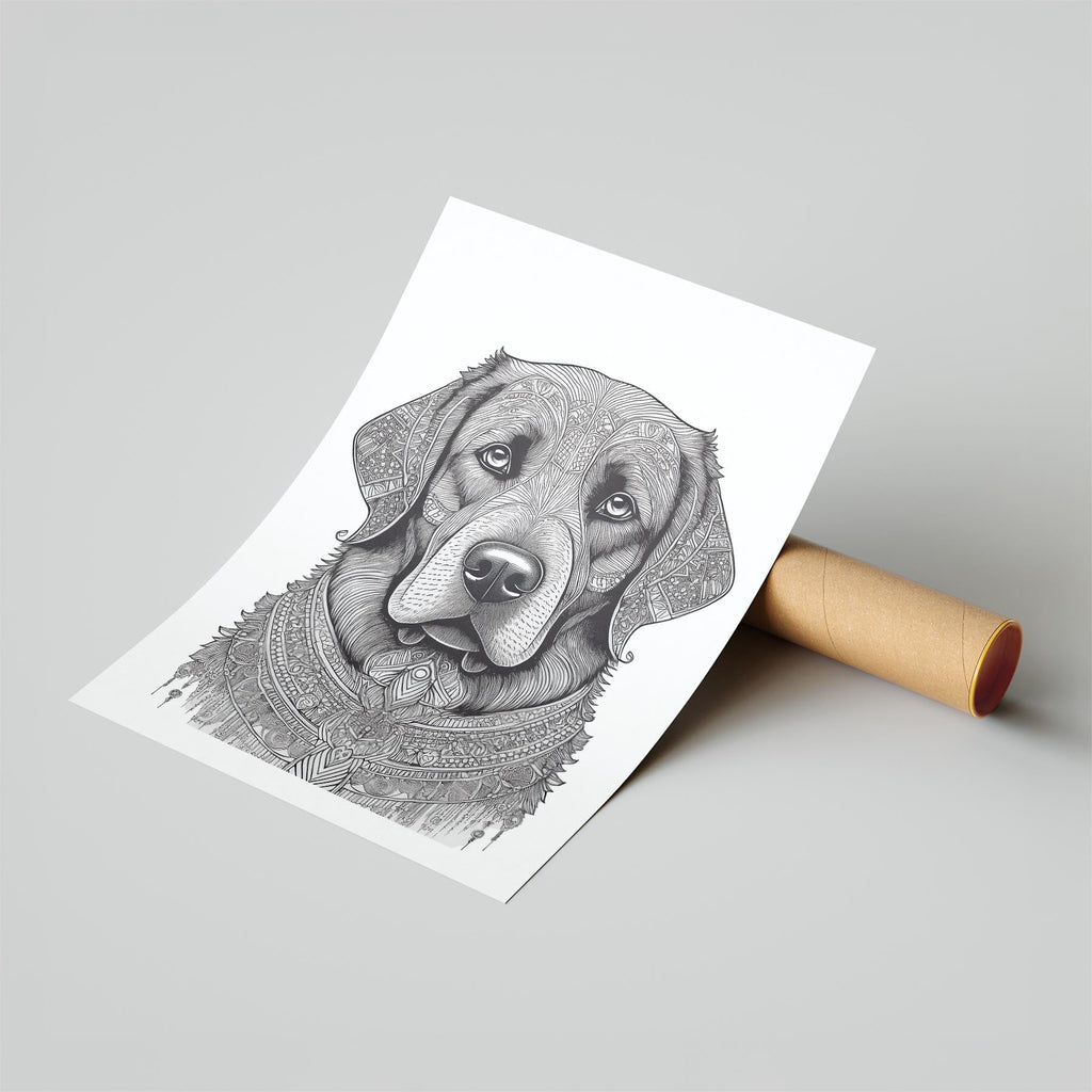 Newfoundland Mandala Black and White Dog Series image 6