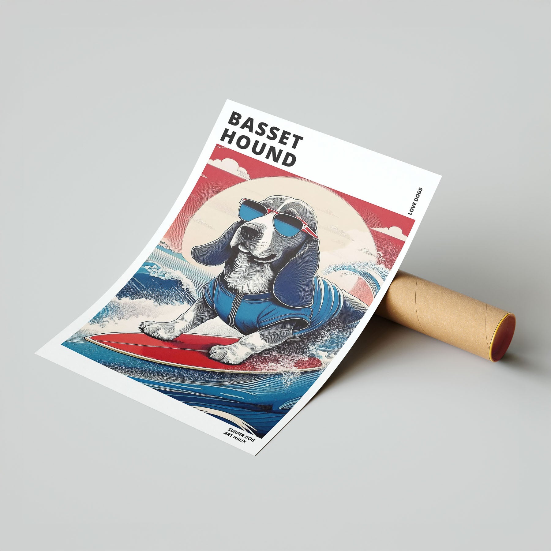 Basset Hound Hokosai Surfer Dogs 1 image 7