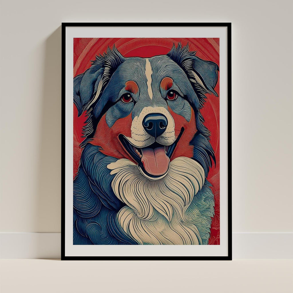 Australian Shepherd Hokusai Japanese Inspired Dog Series image 0