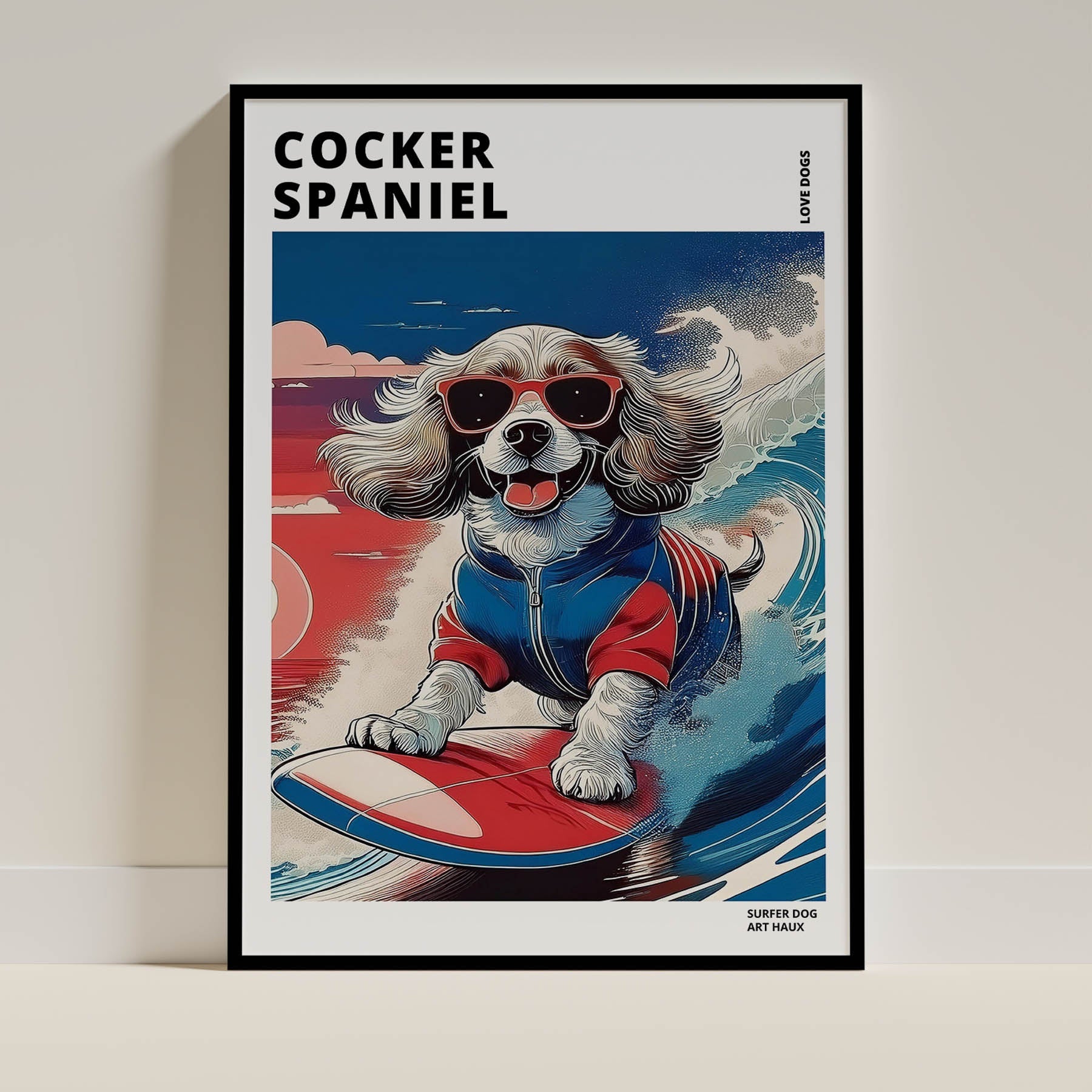 Cocker Spaniel Hokosai Surfer Dogs 1 image 0