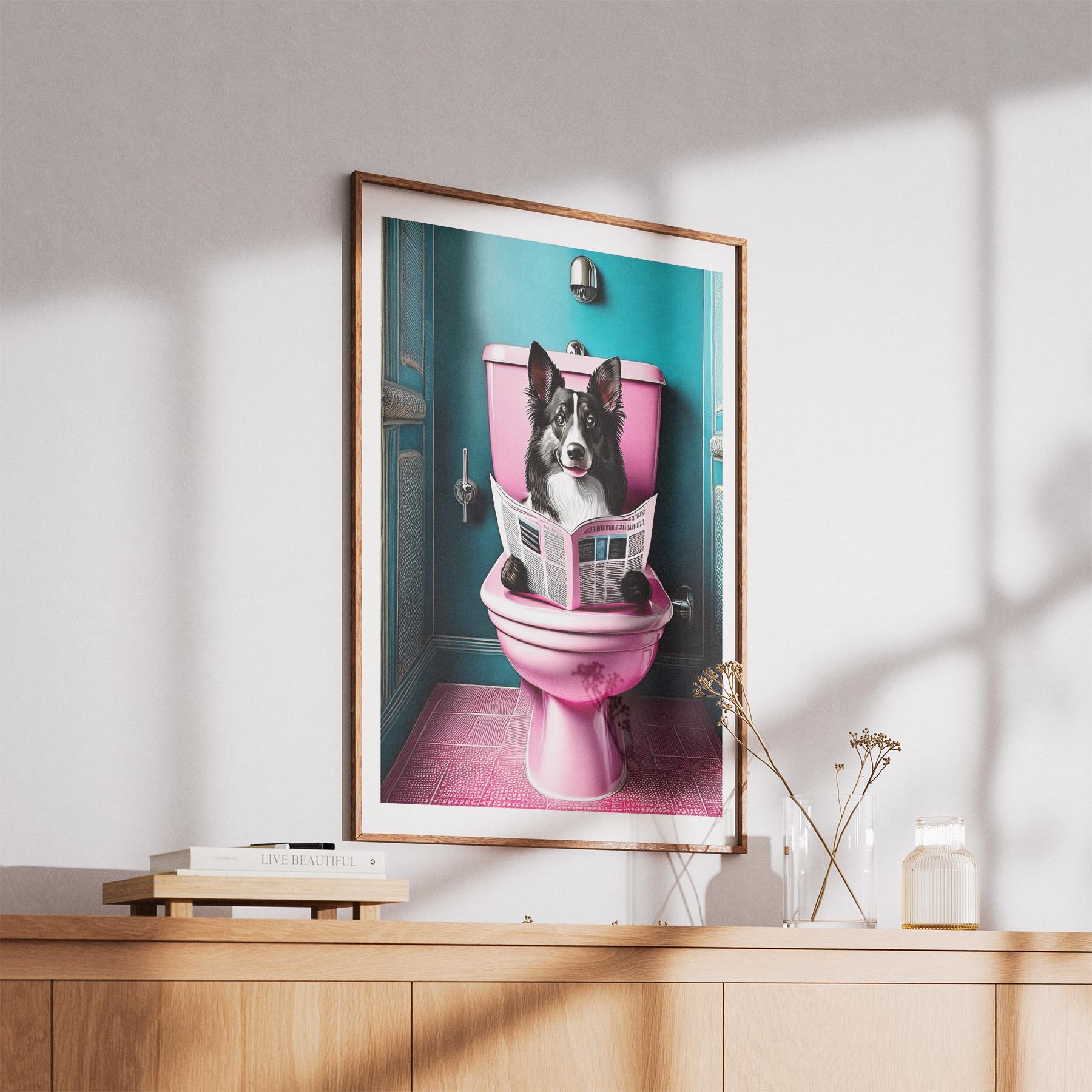 Rough Smooth Collie Toilet Dogs PInk and Turquise image 5