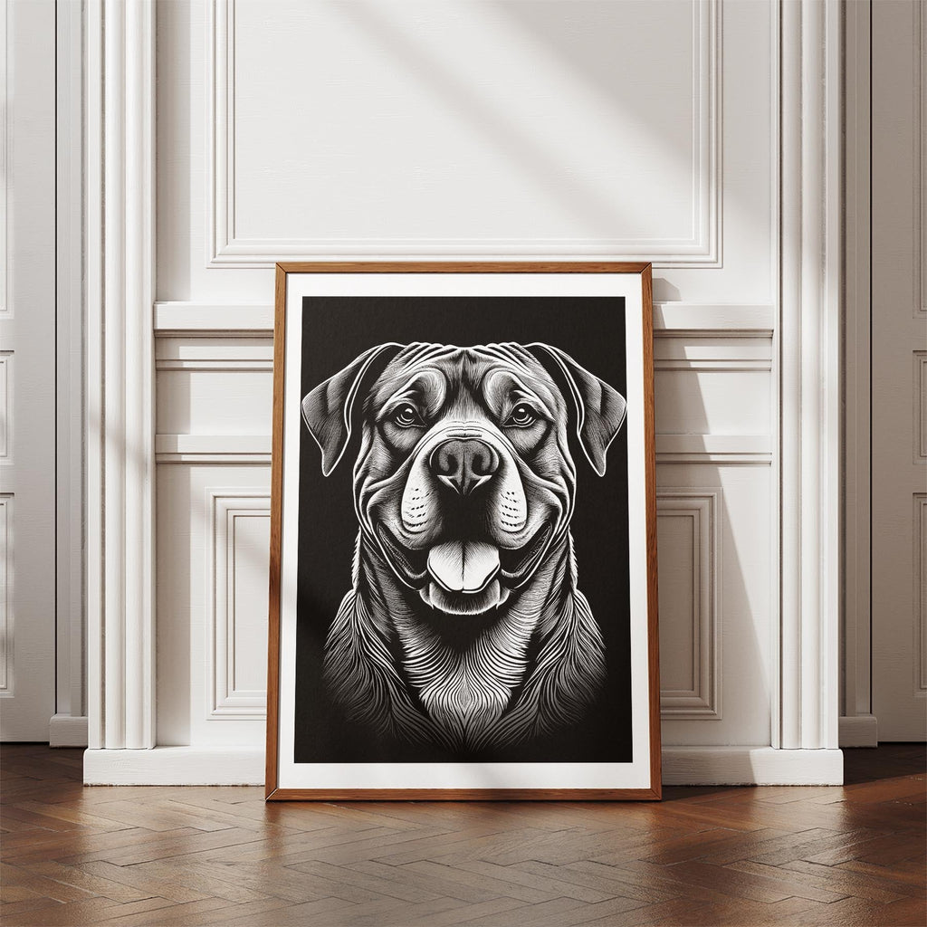 Dogue de Bordeaux Line Dog Series in Black and White image 4