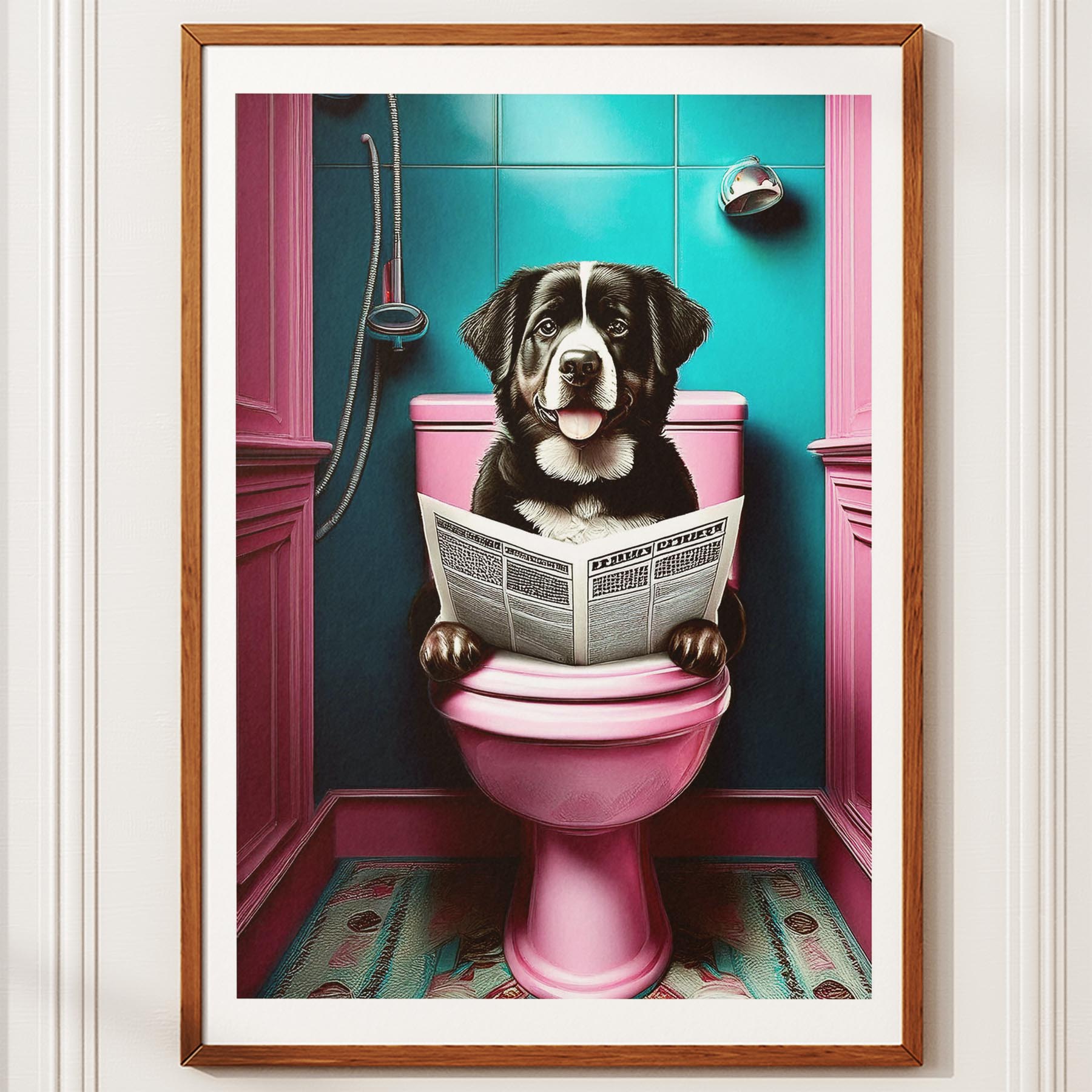 Bernese Mountain Dog Toilet Dogs PInk and Turquise image 10