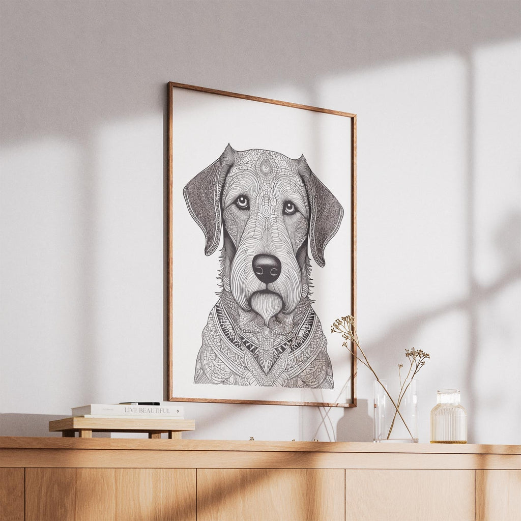 Irish Wolfhound Mandala Black and White Dog Series image 5