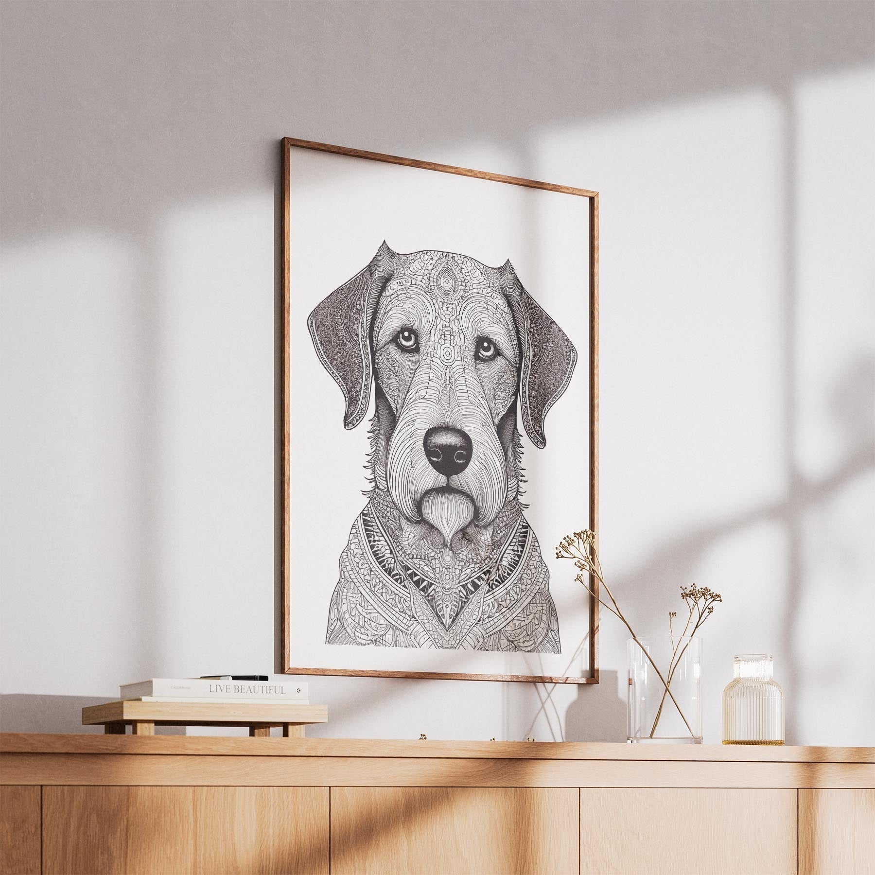 Irish Wolfhound Mandala Black and White Dog Series image 5