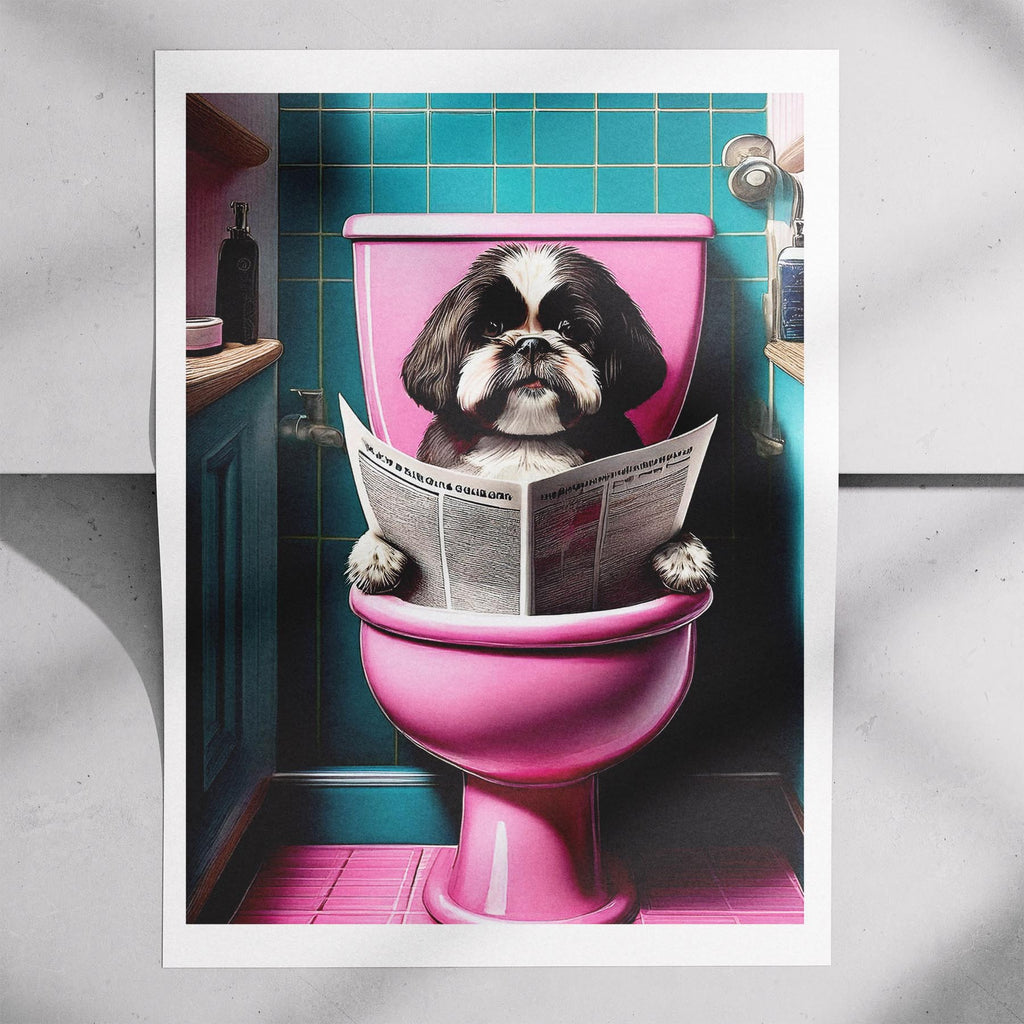 Shih Tzu Toilet Dogs PInk and Turquise image 7