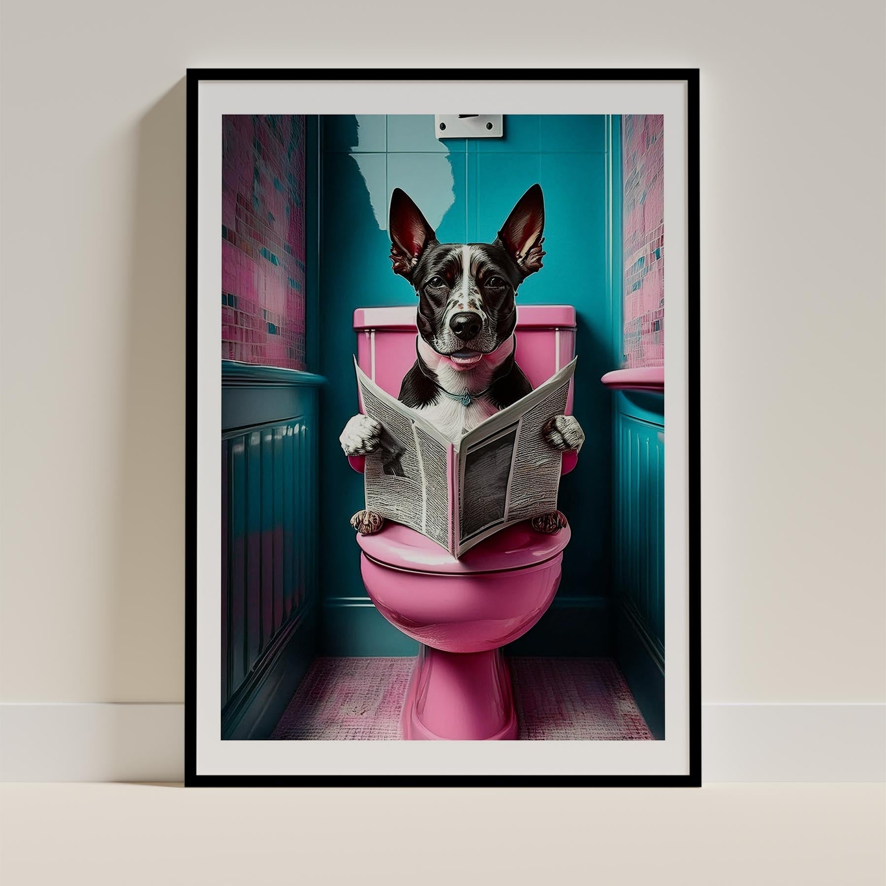 Cattle Dog Toilet Dogs PInk and Turquise image 0
